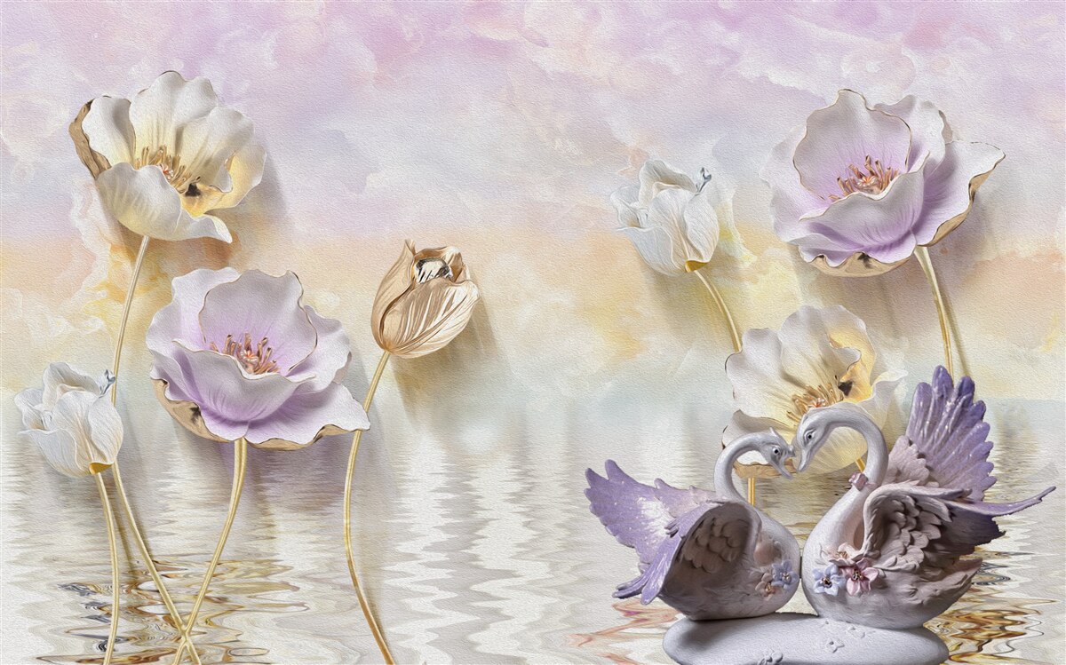 Fototapeta odrazy jemných kvetov vo vode