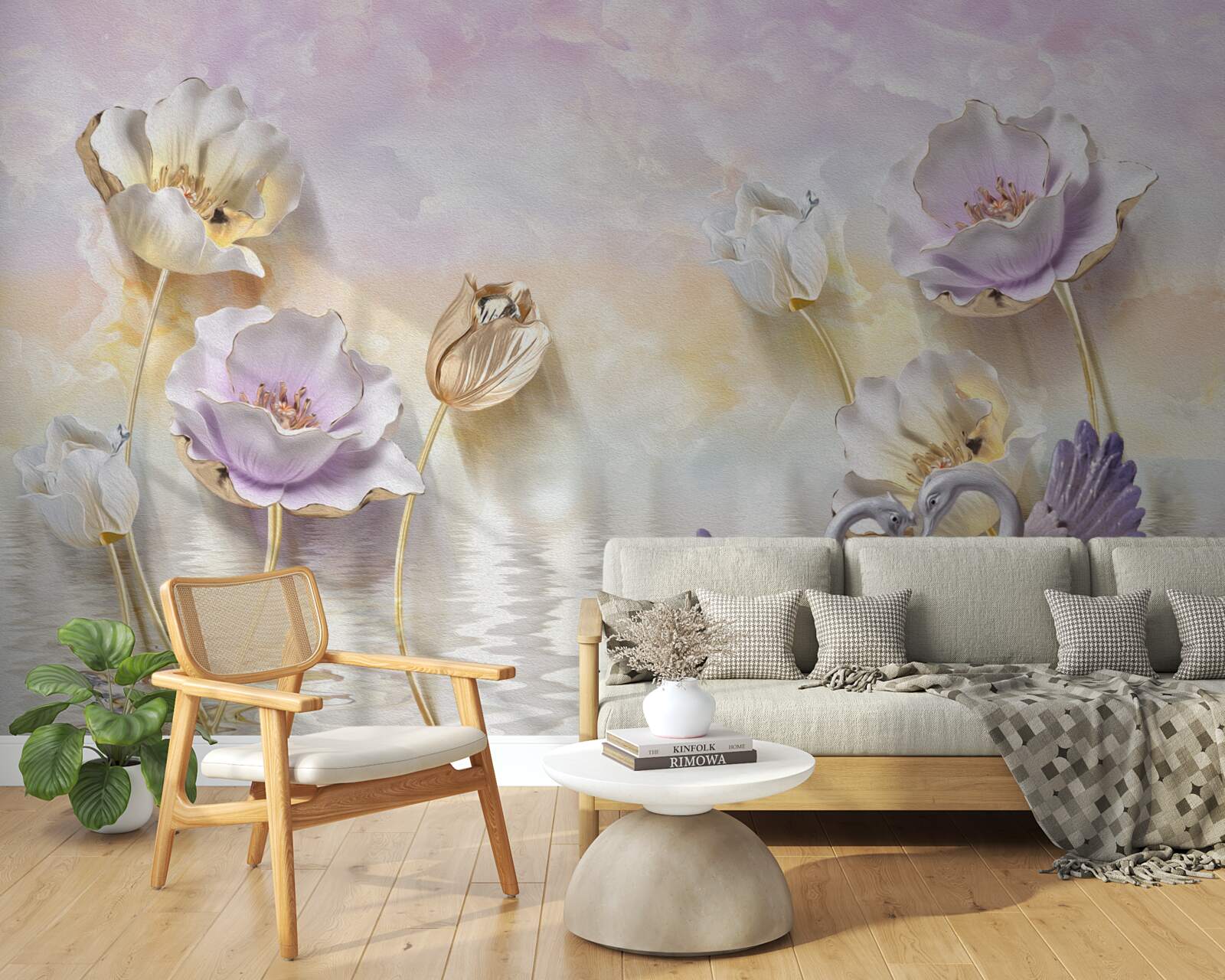 Fototapeta odrazy jemných kvetov vo vode