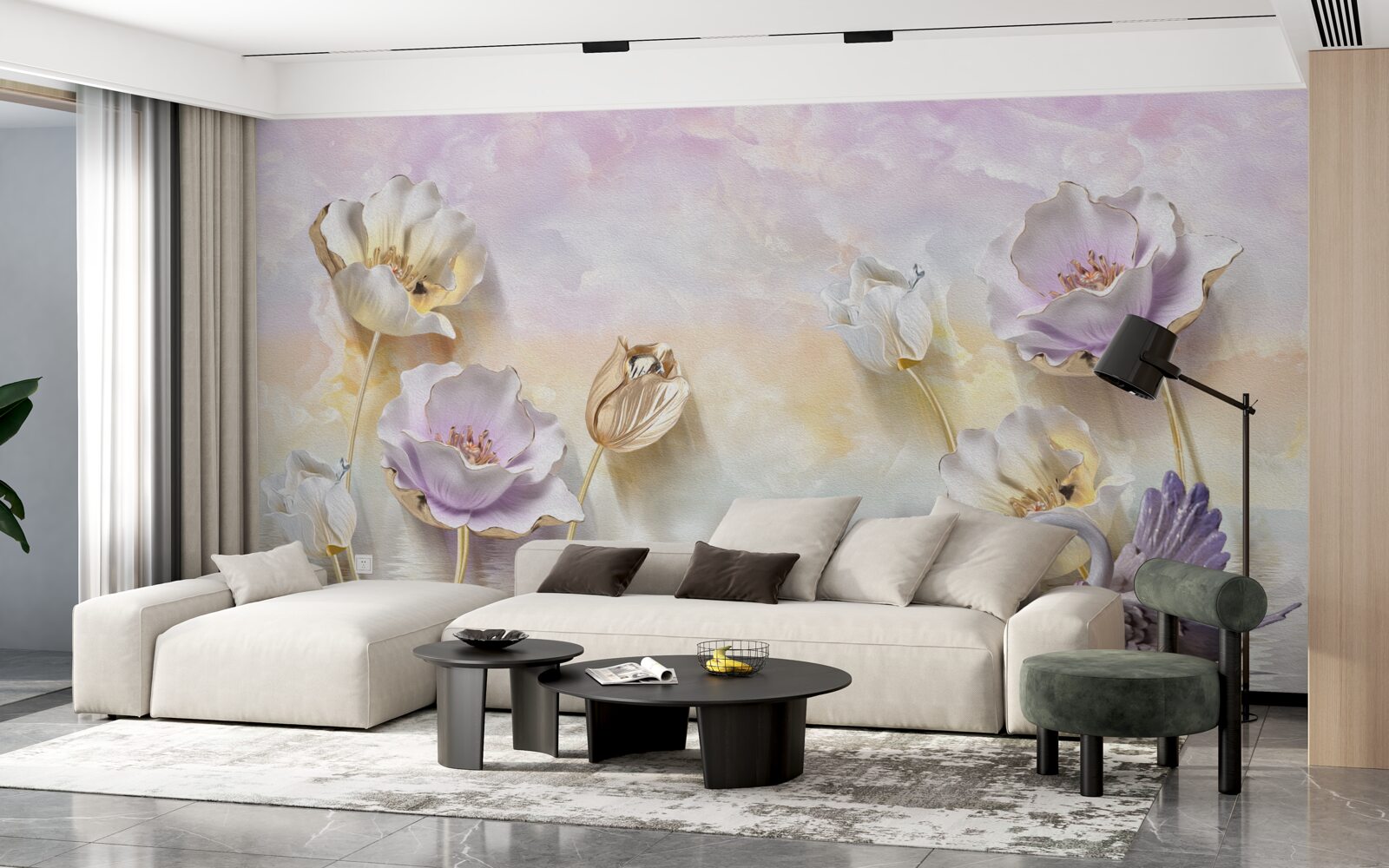 Fototapeta odrazy jemných kvetov vo vode