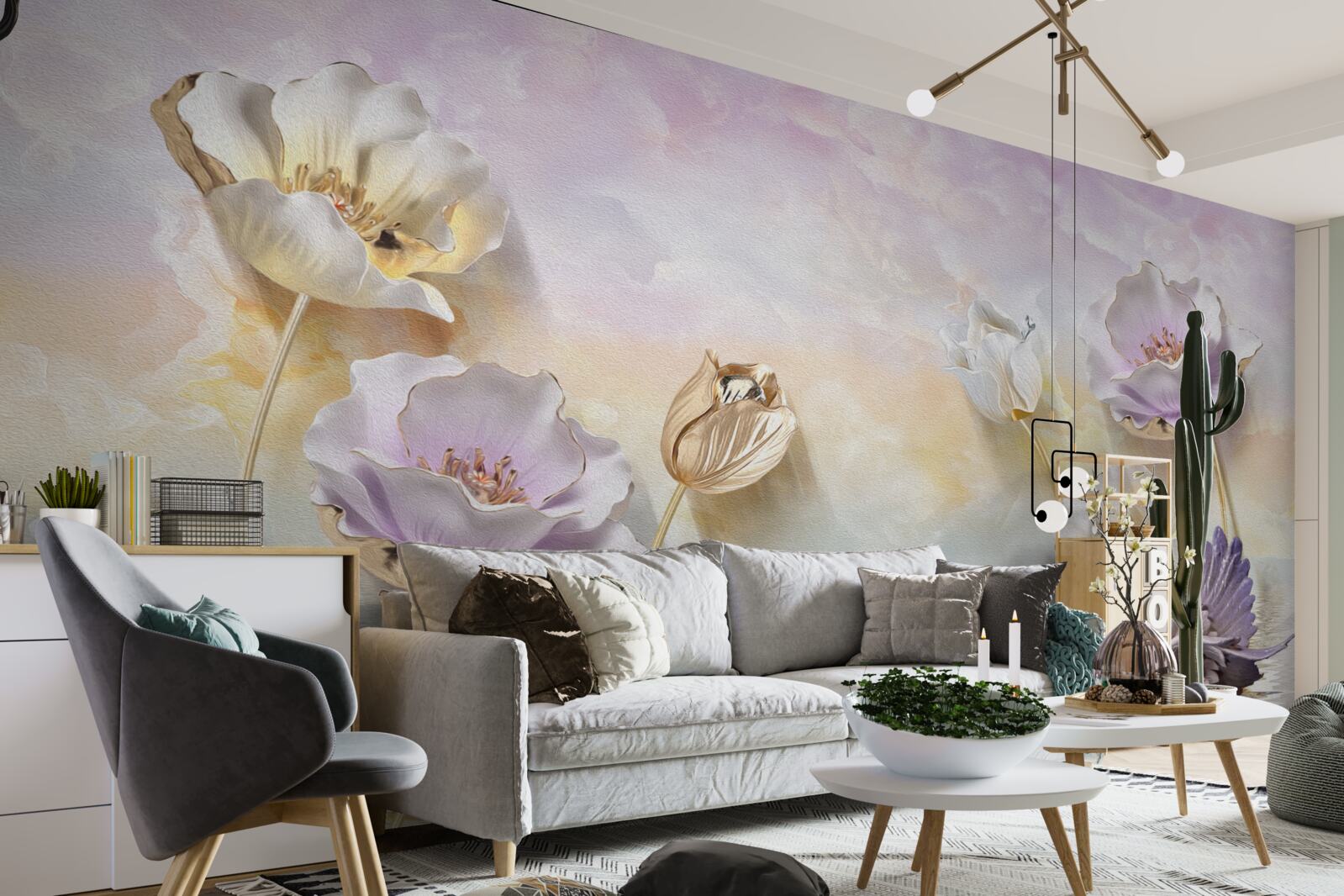 Fototapeta odrazy jemných kvetov vo vode