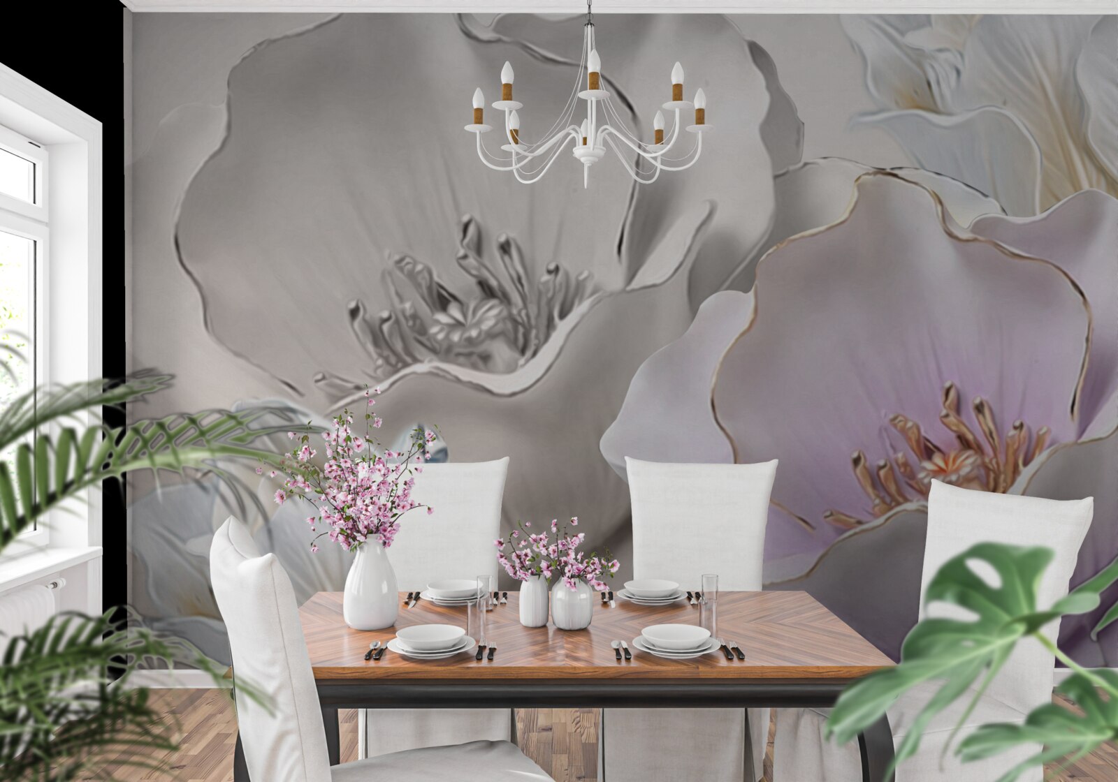 Fototapeta kvety pôvabné a biele ako porcelán