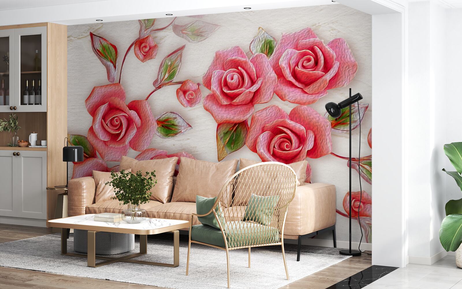 Fototapeta na konári kvitla ružová čajová ruža