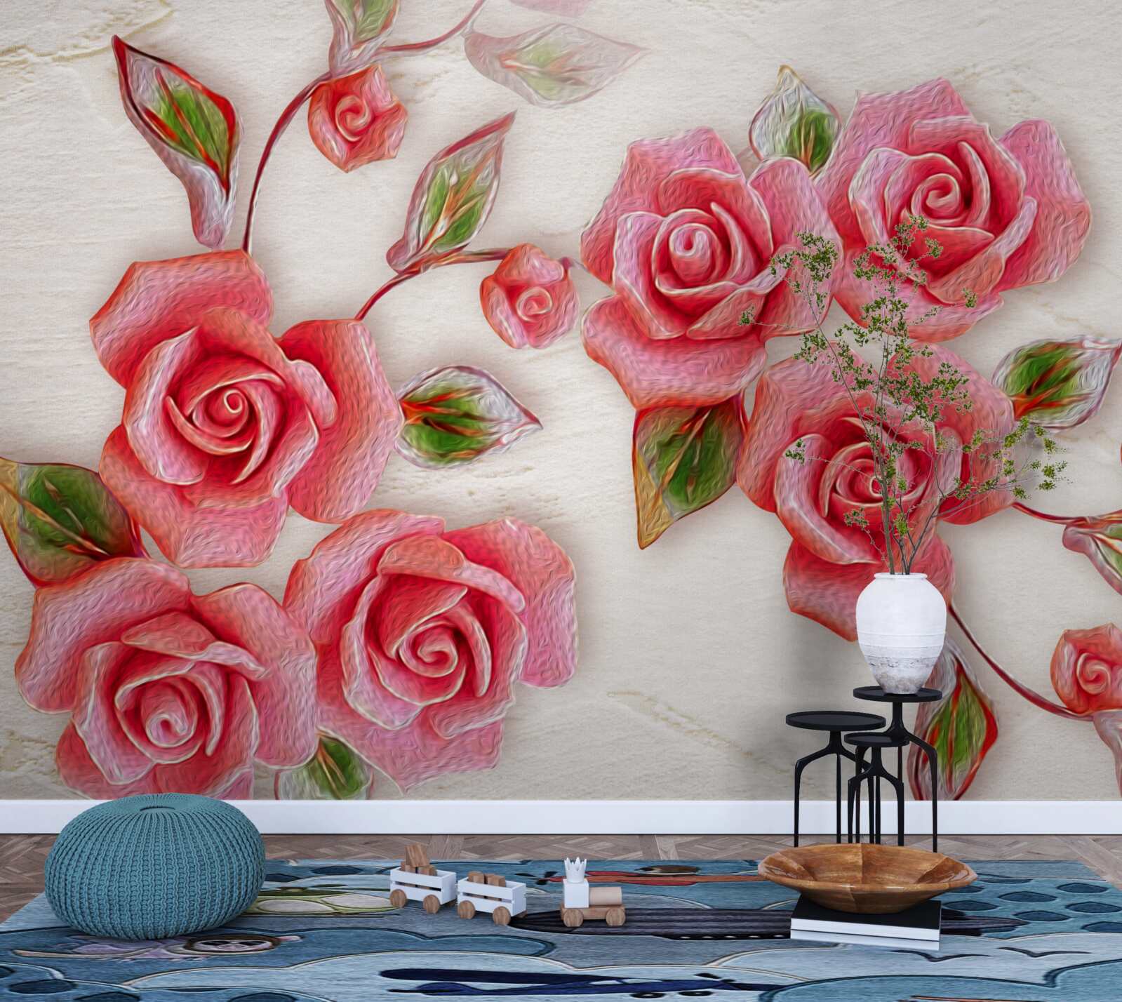 Fototapeta na konári kvitla ružová čajová ruža