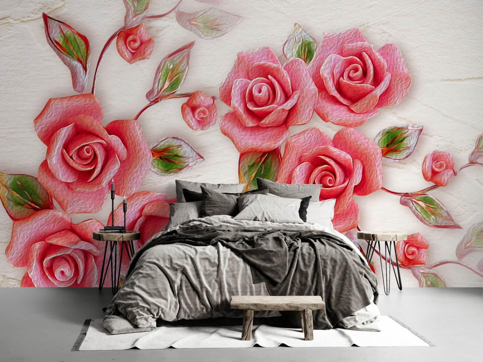 Fototapeta na konári kvitla ružová čajová ruža