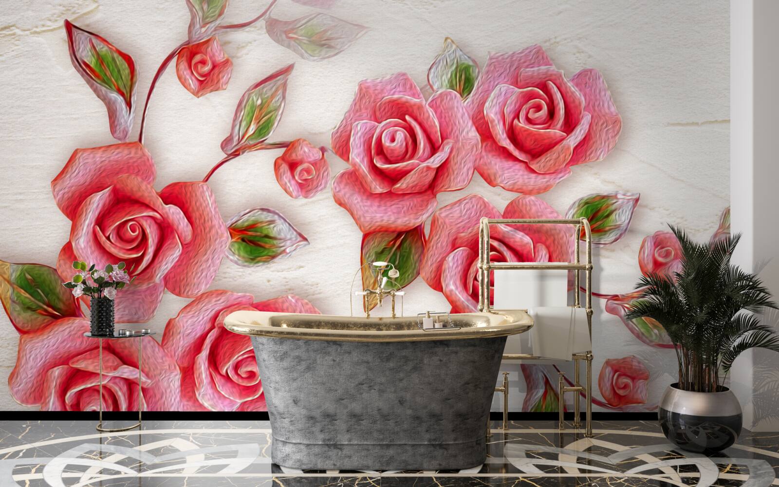 Fototapeta na konári kvitla ružová čajová ruža