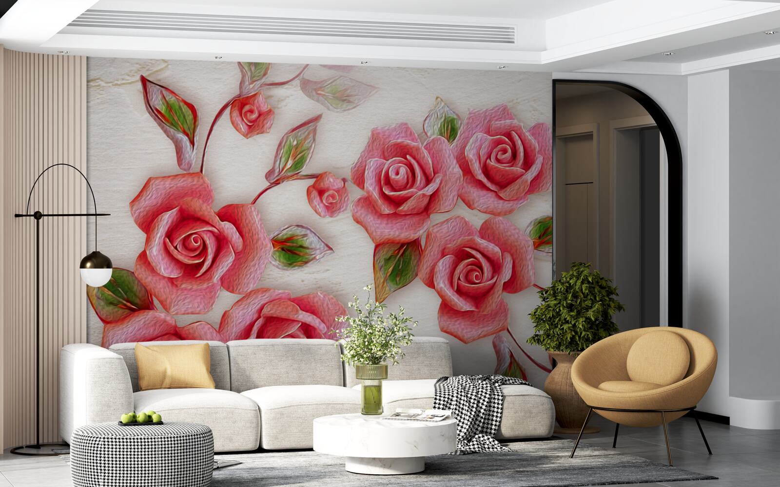 Fototapeta na konári kvitla ružová čajová ruža