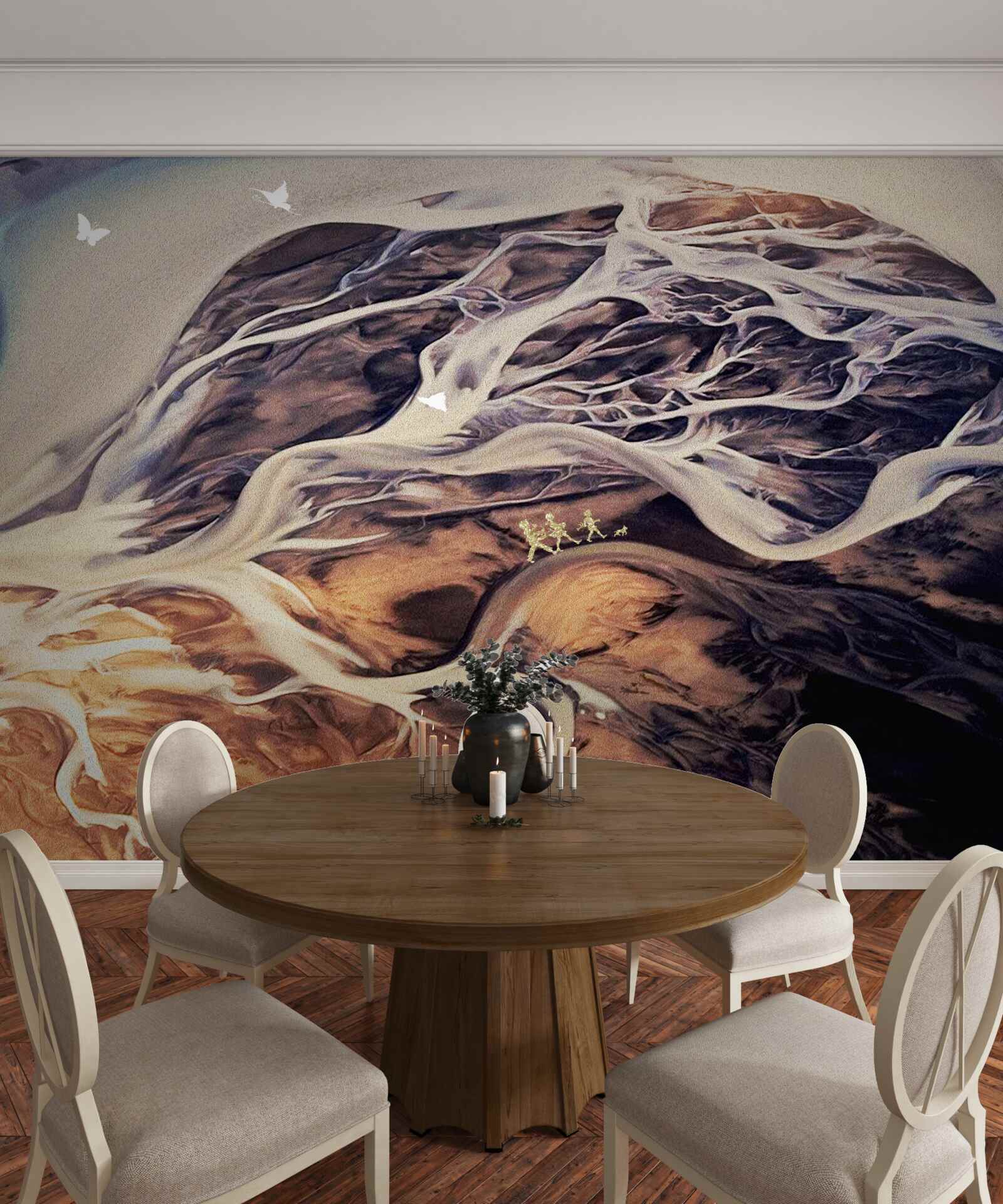 Fototapeta falošná silueta stromu nakreslená v piesku