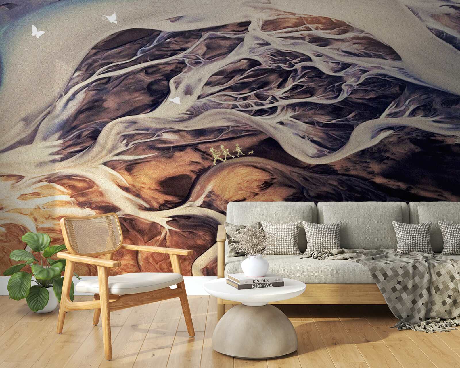 Fototapeta falošná silueta stromu nakreslená v piesku