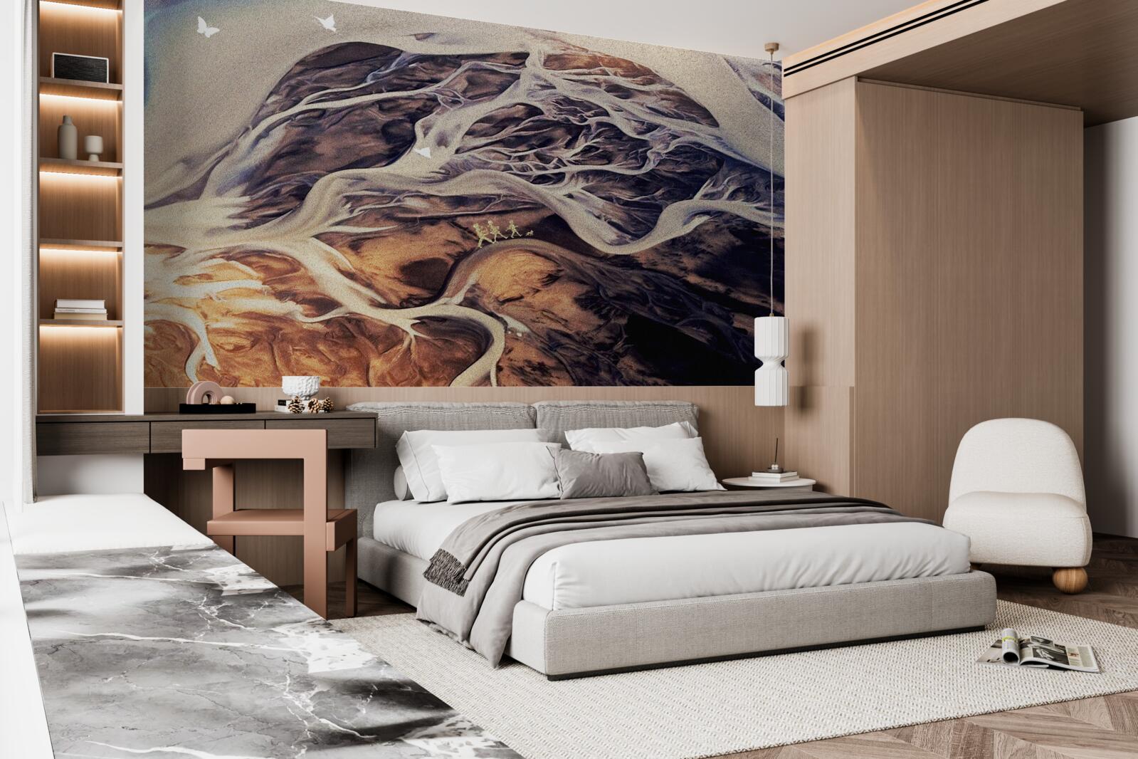 Fototapeta falošná silueta stromu nakreslená v piesku