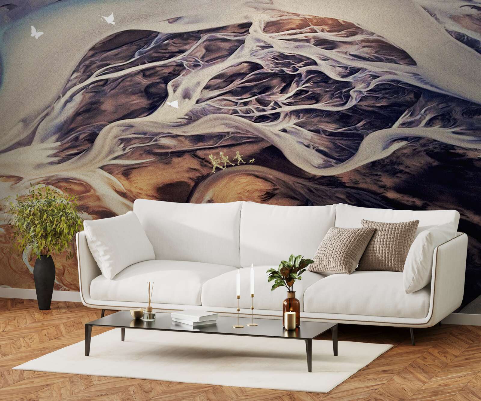 Fototapeta falošná silueta stromu nakreslená v piesku