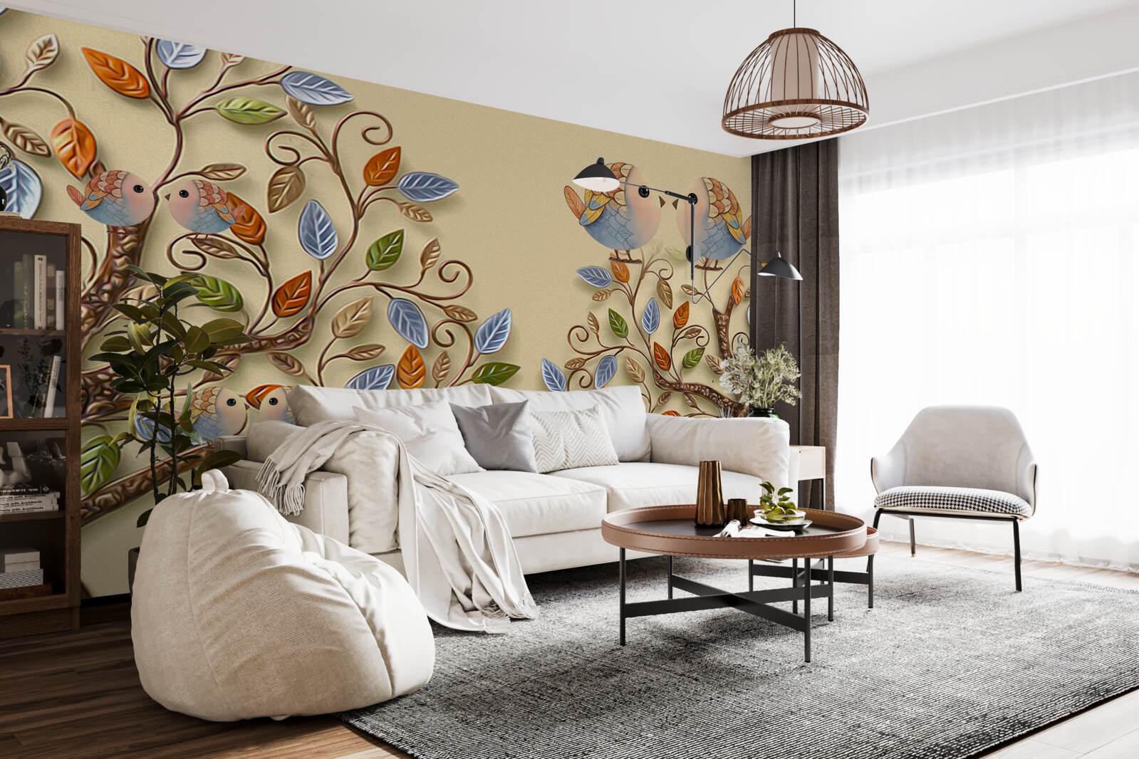 Fototapeta jesenné stromy s vtákmi