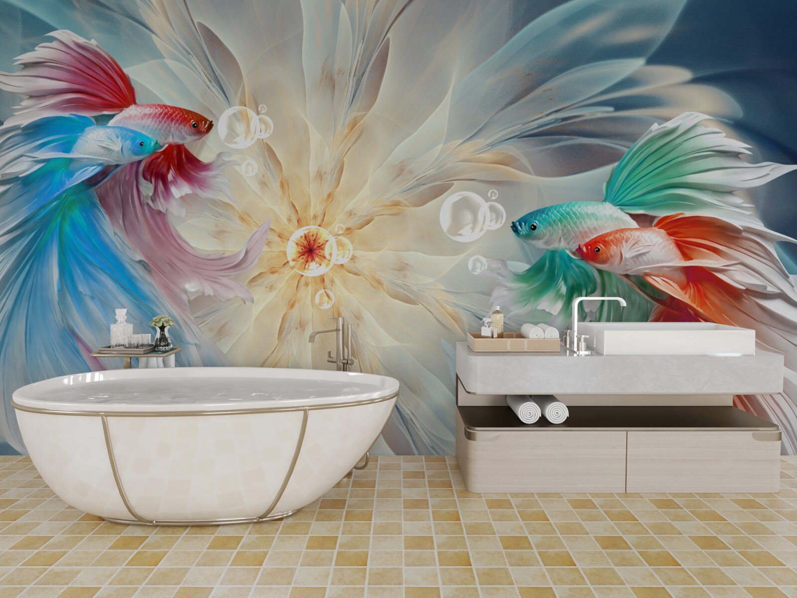 Fototapeta ryby s jasnými farbami a nádhernými chvostmi