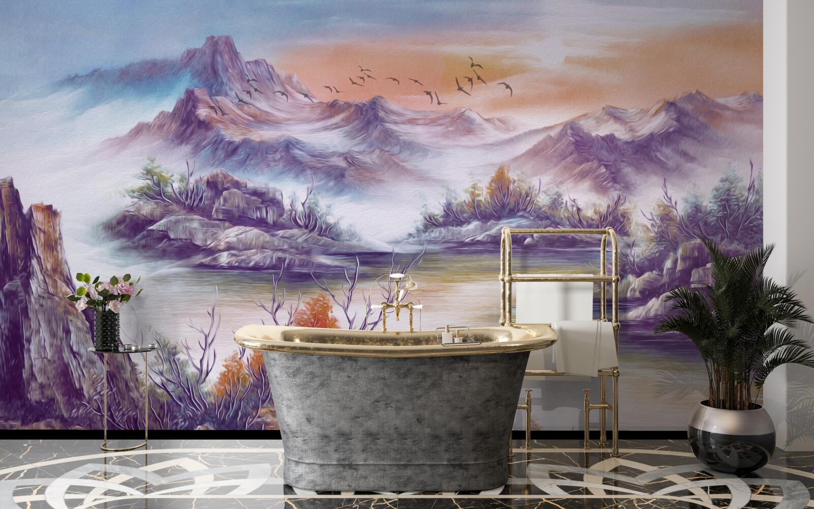 Fototapeta hory sú pokryté hmlou