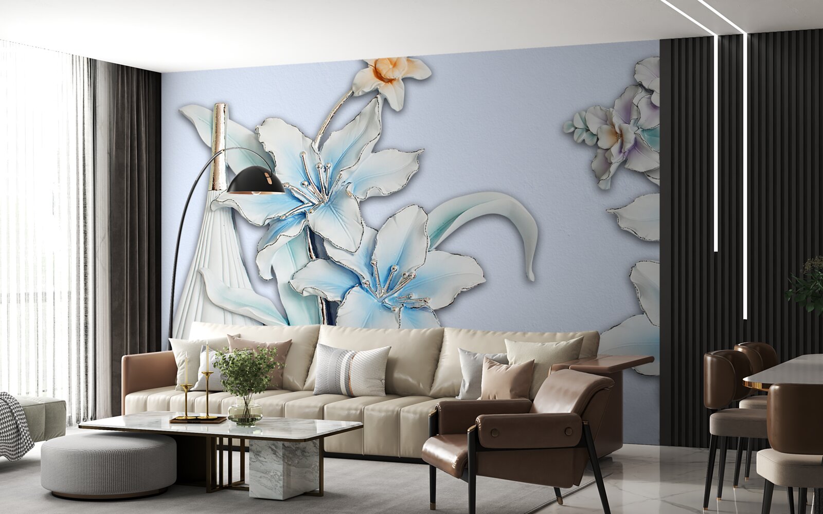 Fototapeta kytica bielych a modrých ľalií