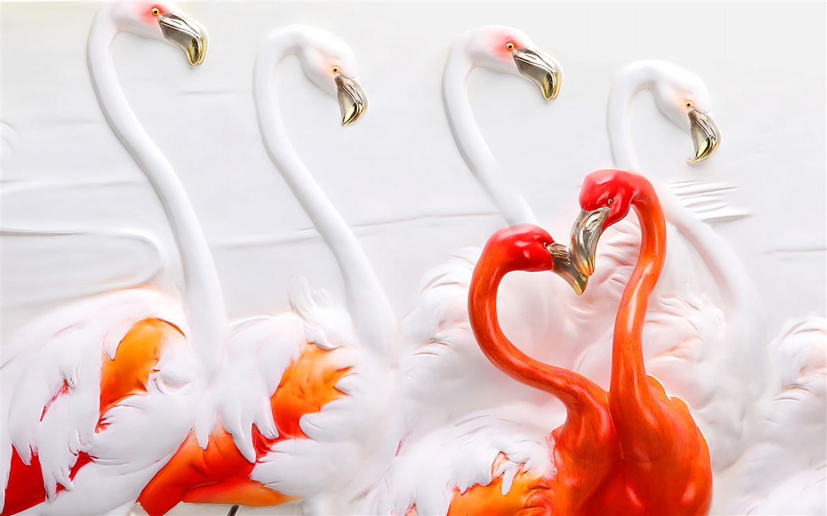 Fototapeta plameniaky v odtieňoch ružovej a bielej