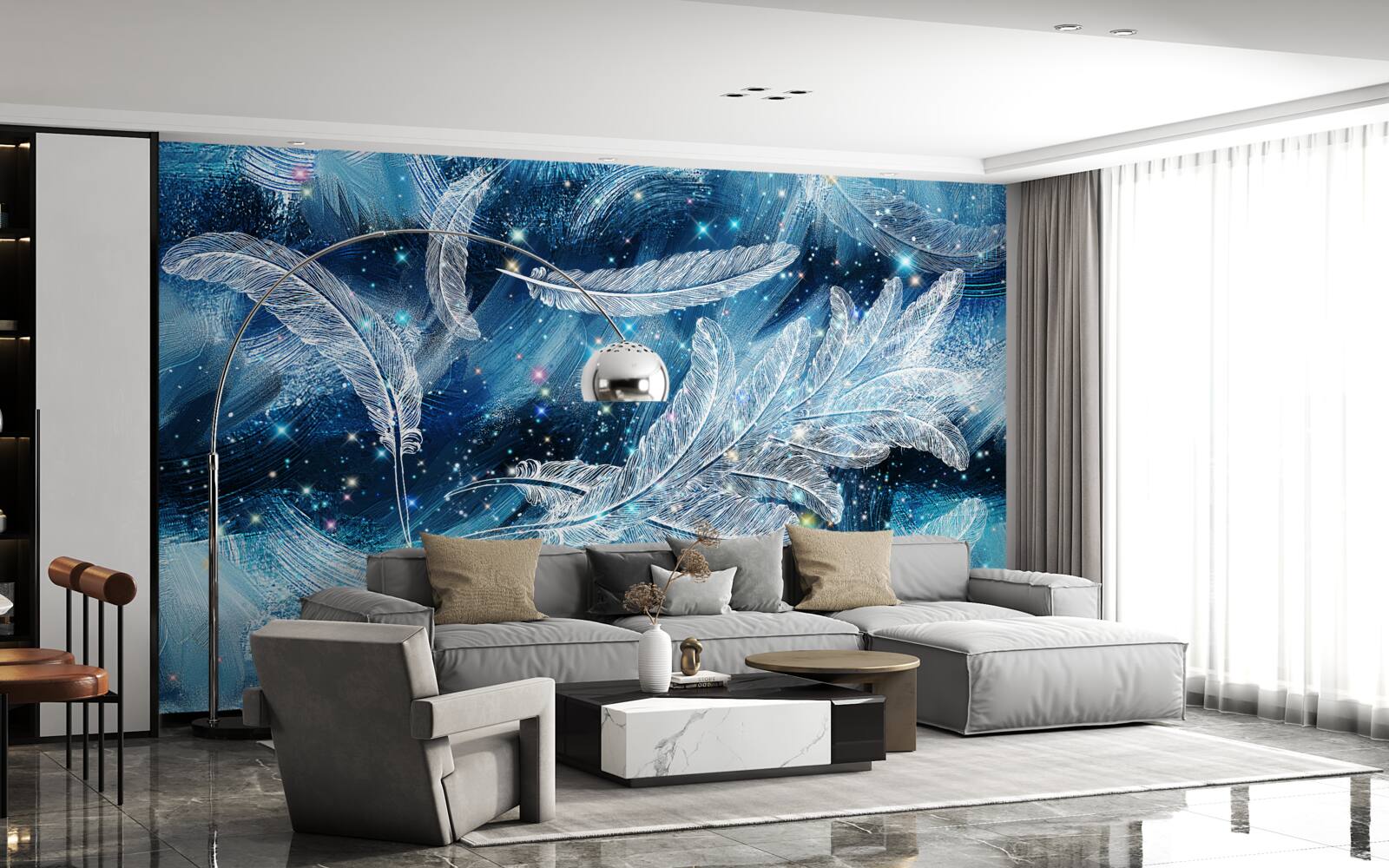 Fototapeta silný vietor dvíha biele perie