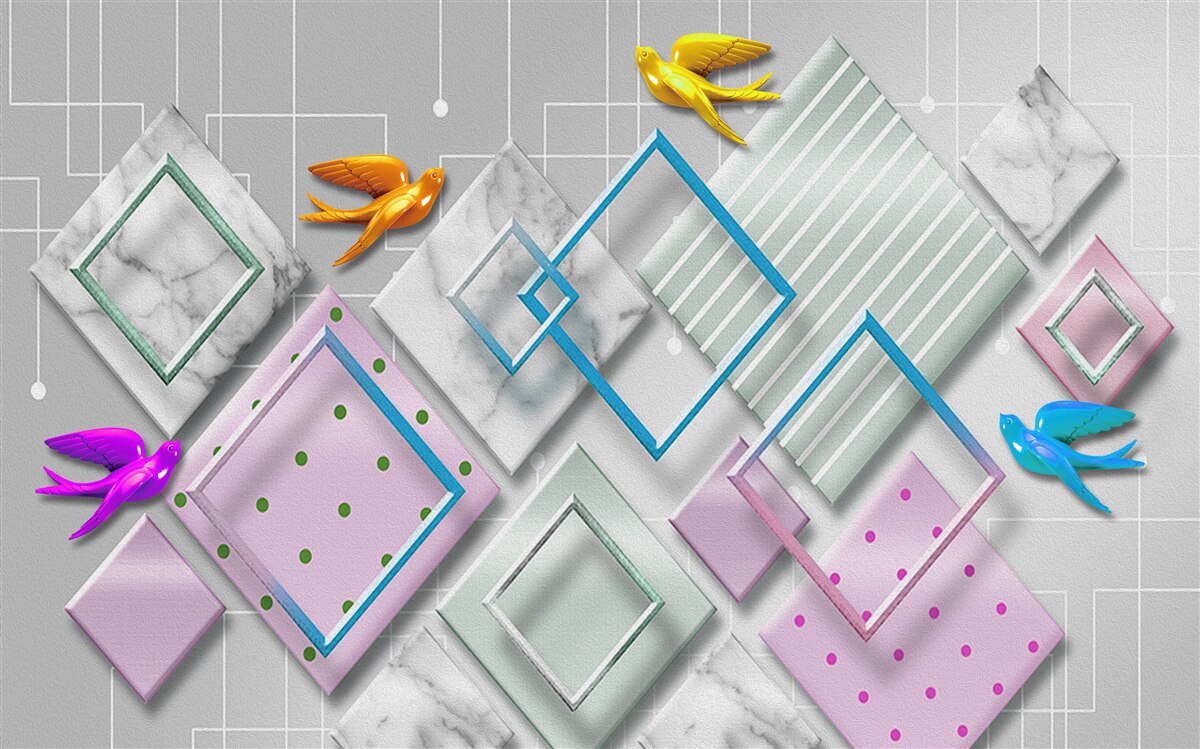 Fototapeta viacfarebná abstrakcia vtákov a postáv