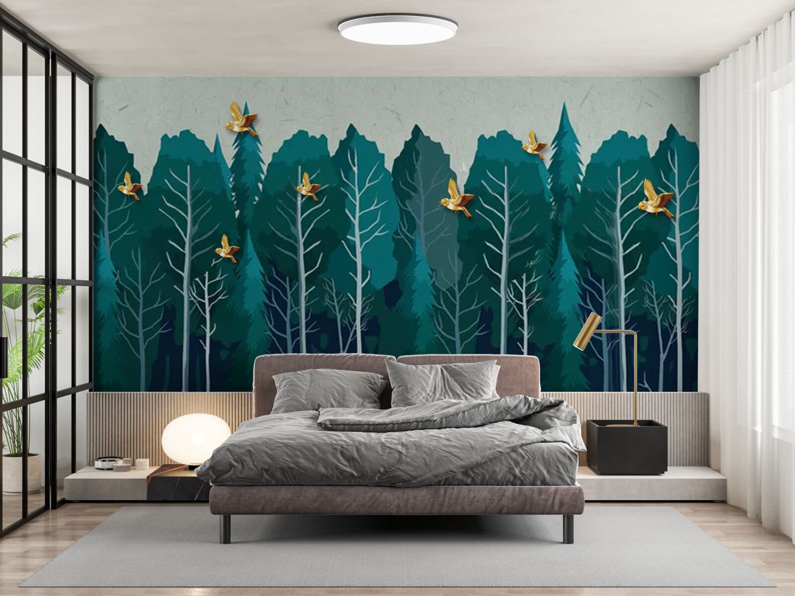 Fototapeta obraz lesa s listnatými stromami