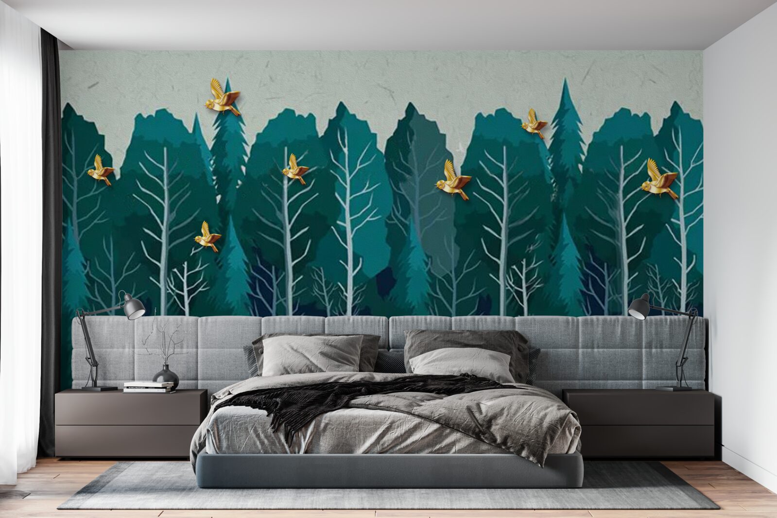 Fototapeta obraz lesa s listnatými stromami