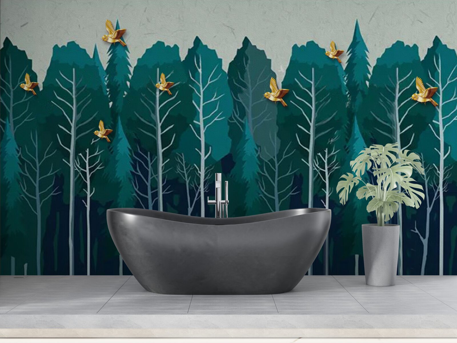 Fototapeta obraz lesa s listnatými stromami