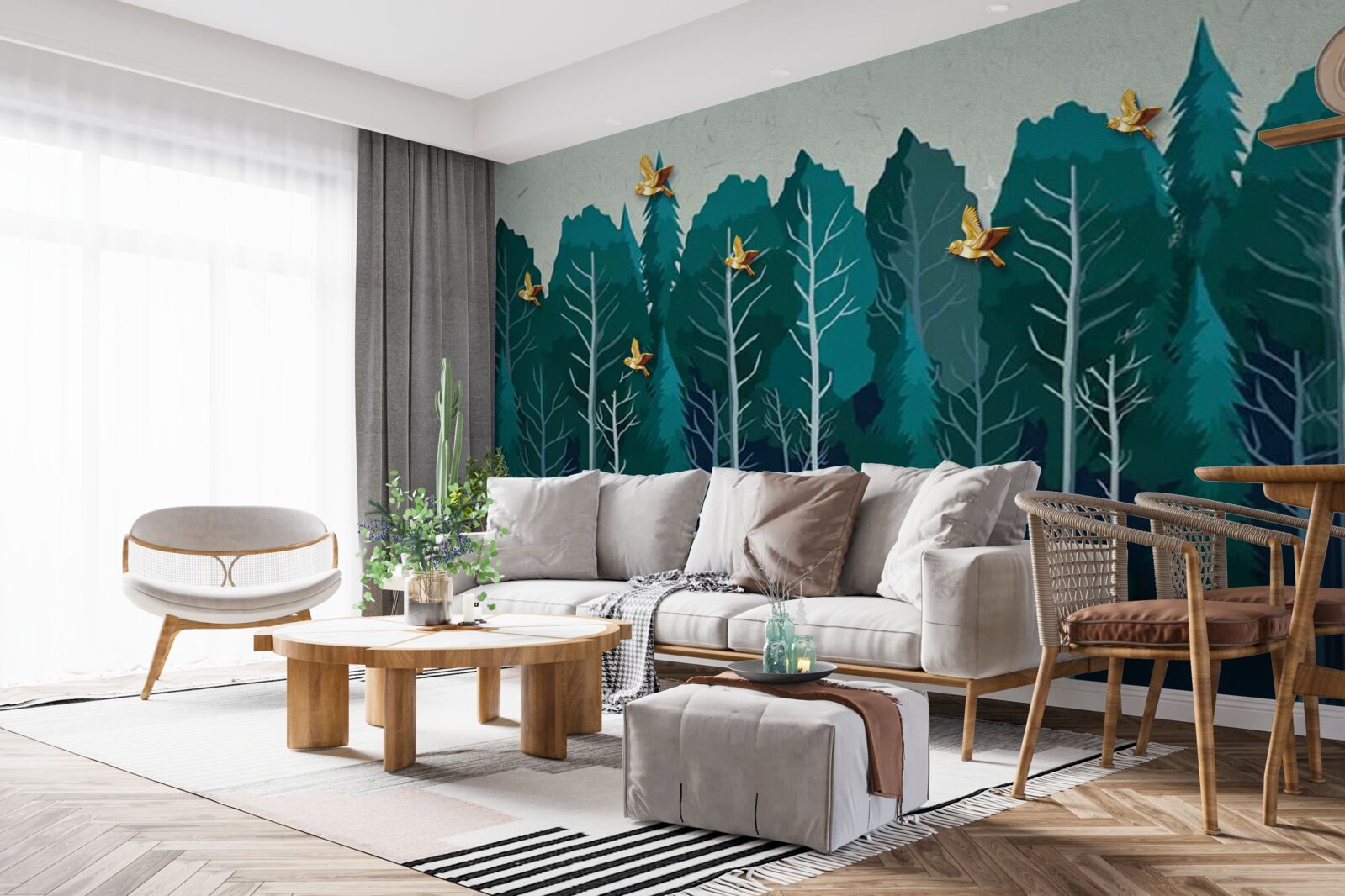 Fototapeta obraz lesa s listnatými stromami