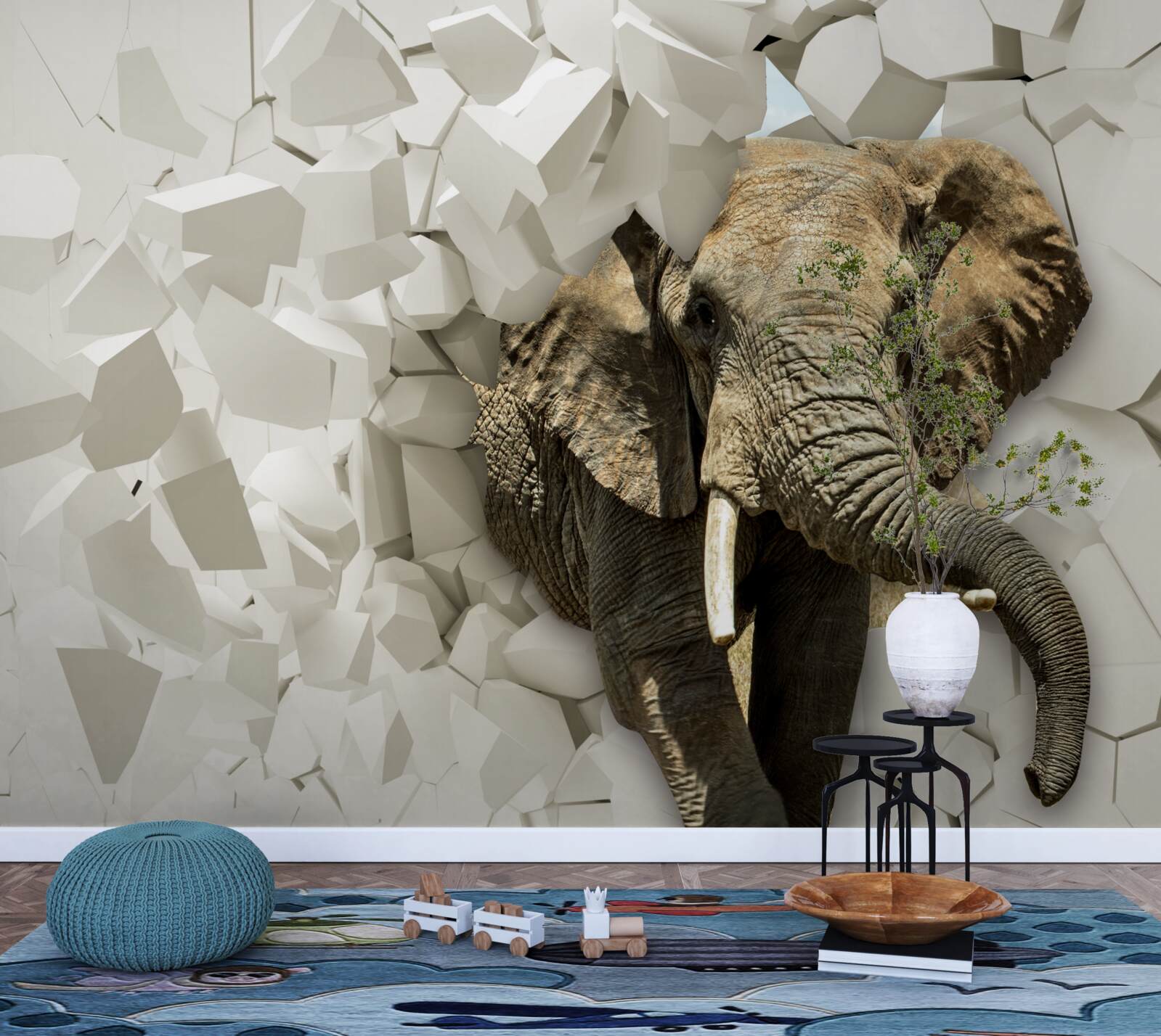 Fototapeta Stena zničená slonom