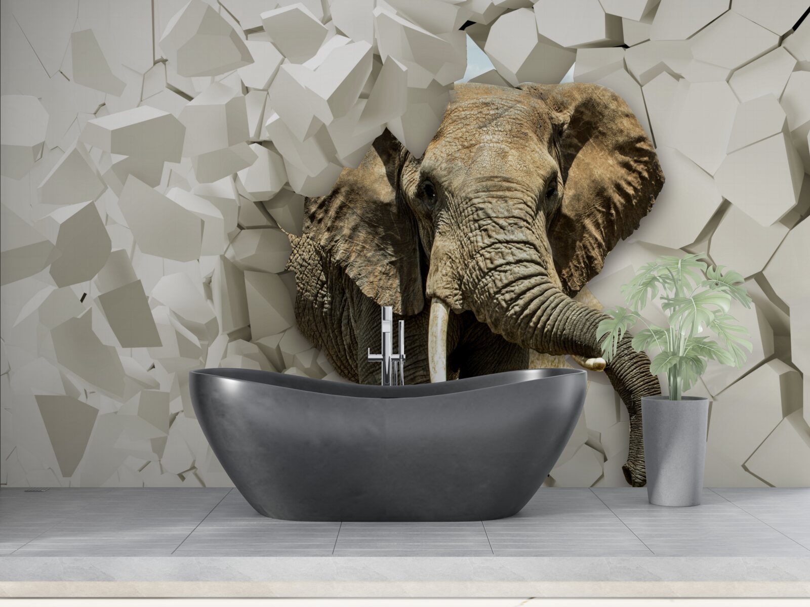 Fototapeta Stena zničená slonom