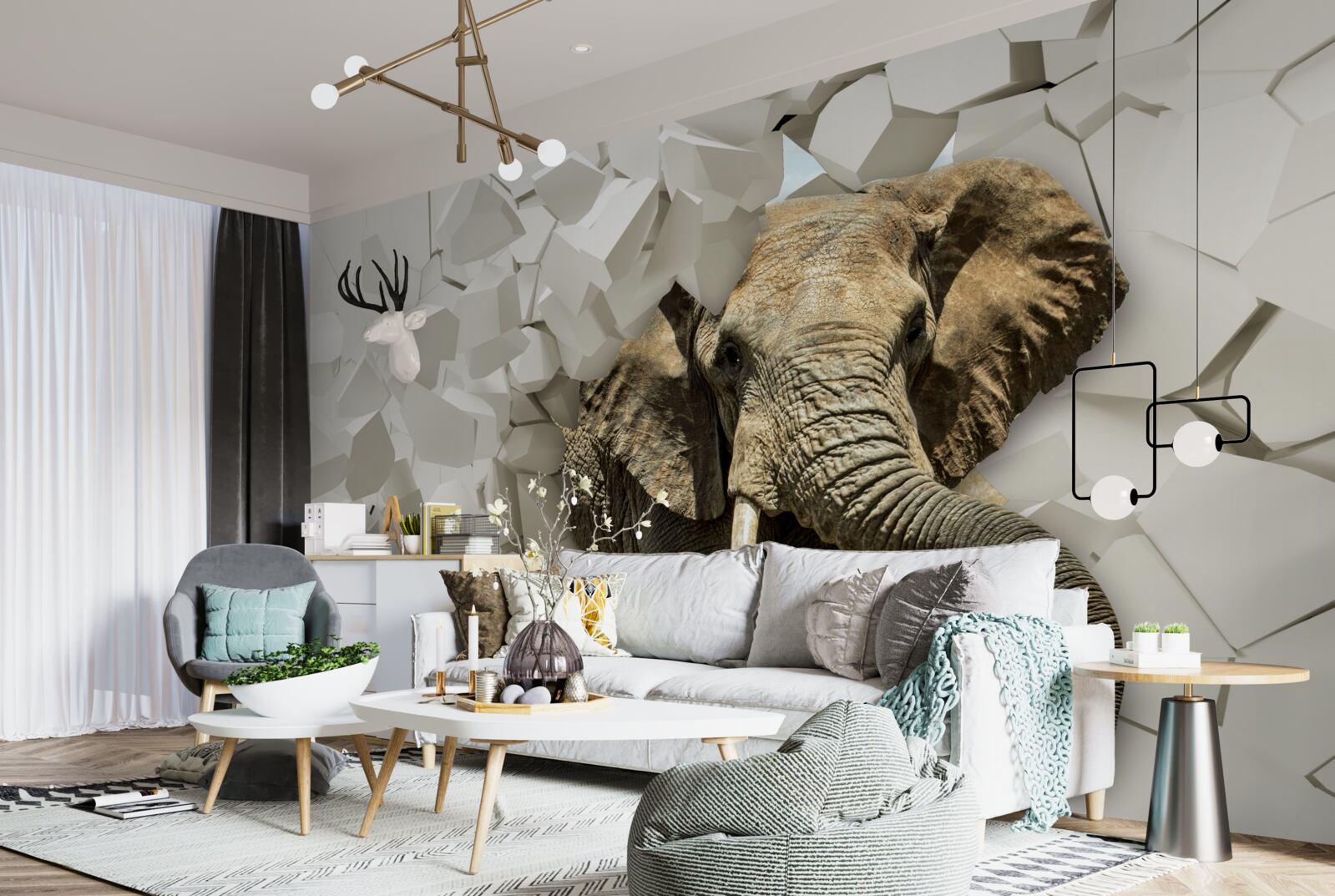 Fototapeta Stena zničená slonom