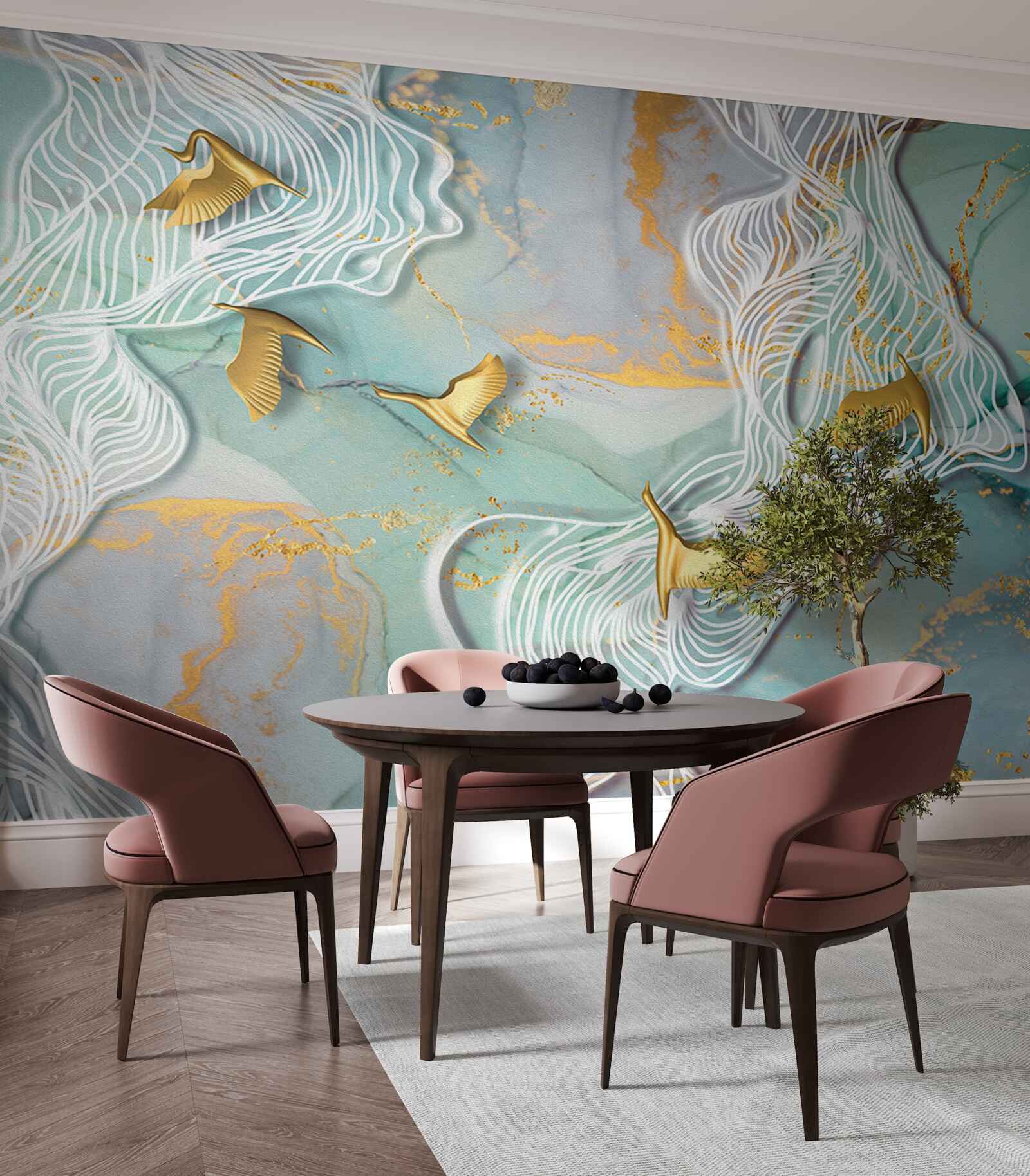 Fototapeta zlaté vtáky stúpajú do neba