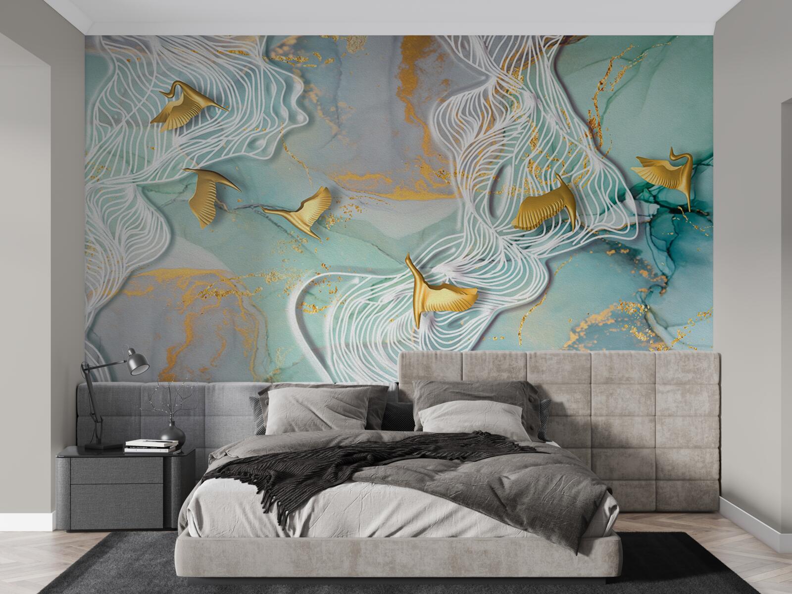 Fototapeta zlaté vtáky stúpajú do neba