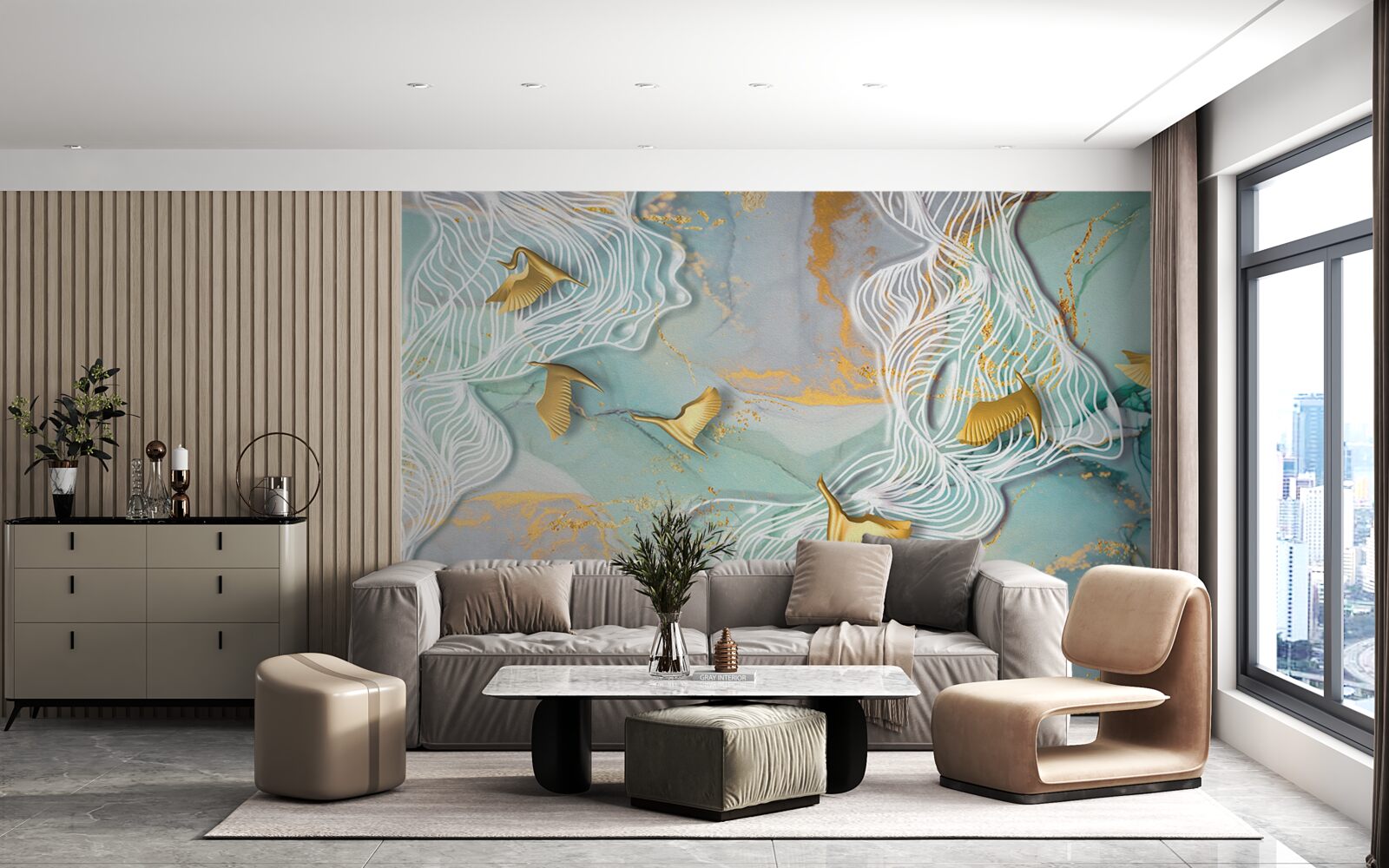 Fototapeta zlaté vtáky stúpajú do neba