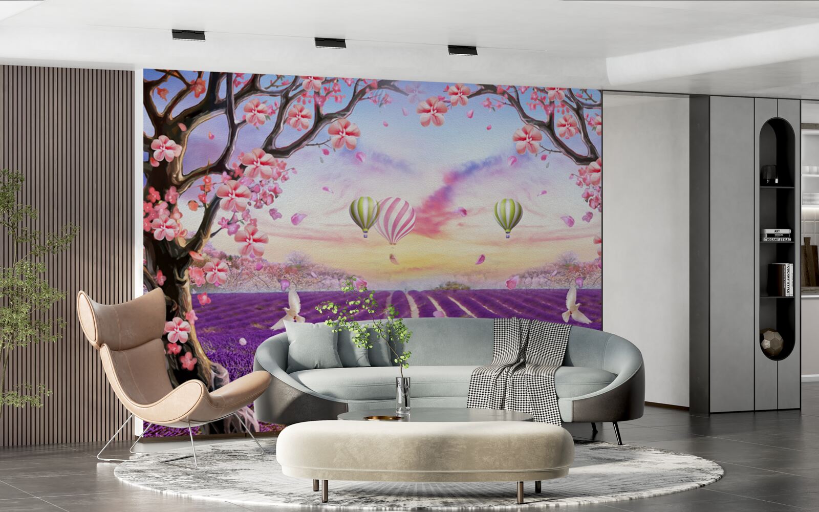 Fototapeta balóny plávajúce nad levanduľovými poliami