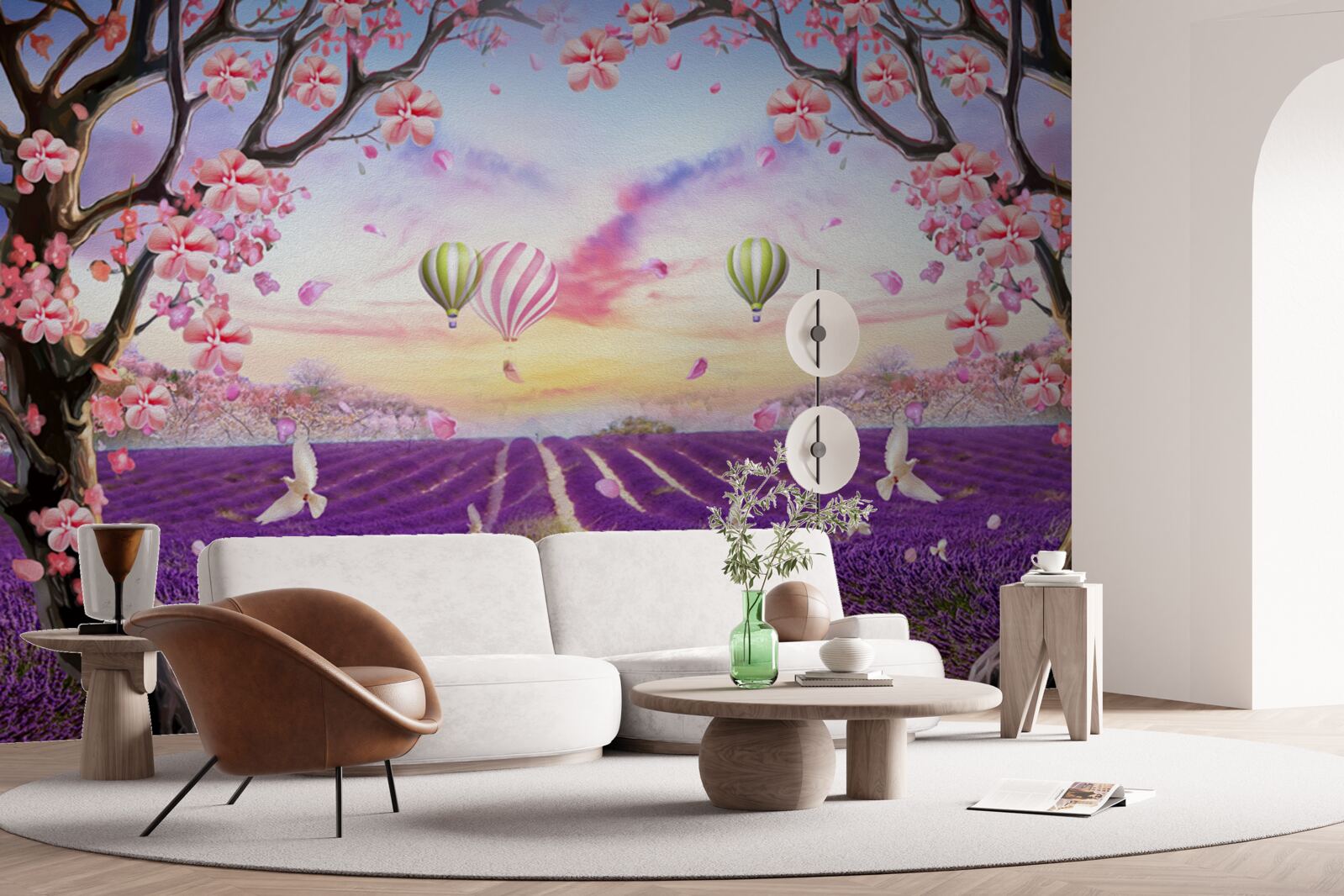 Fototapeta balóny plávajúce nad levanduľovými poliami
