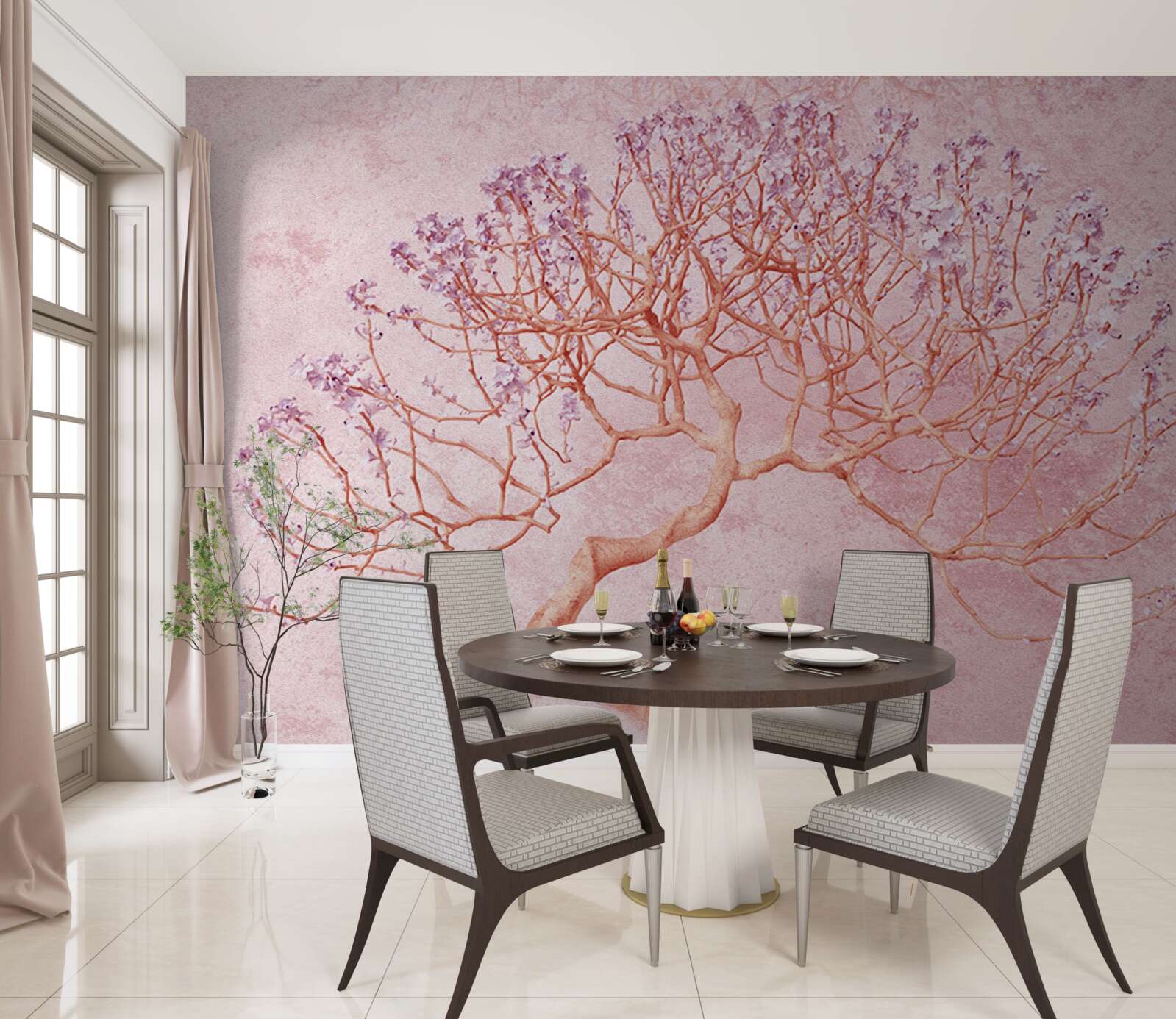 Fototapeta kvitnúci strom s jemnými ružovými kvetmi