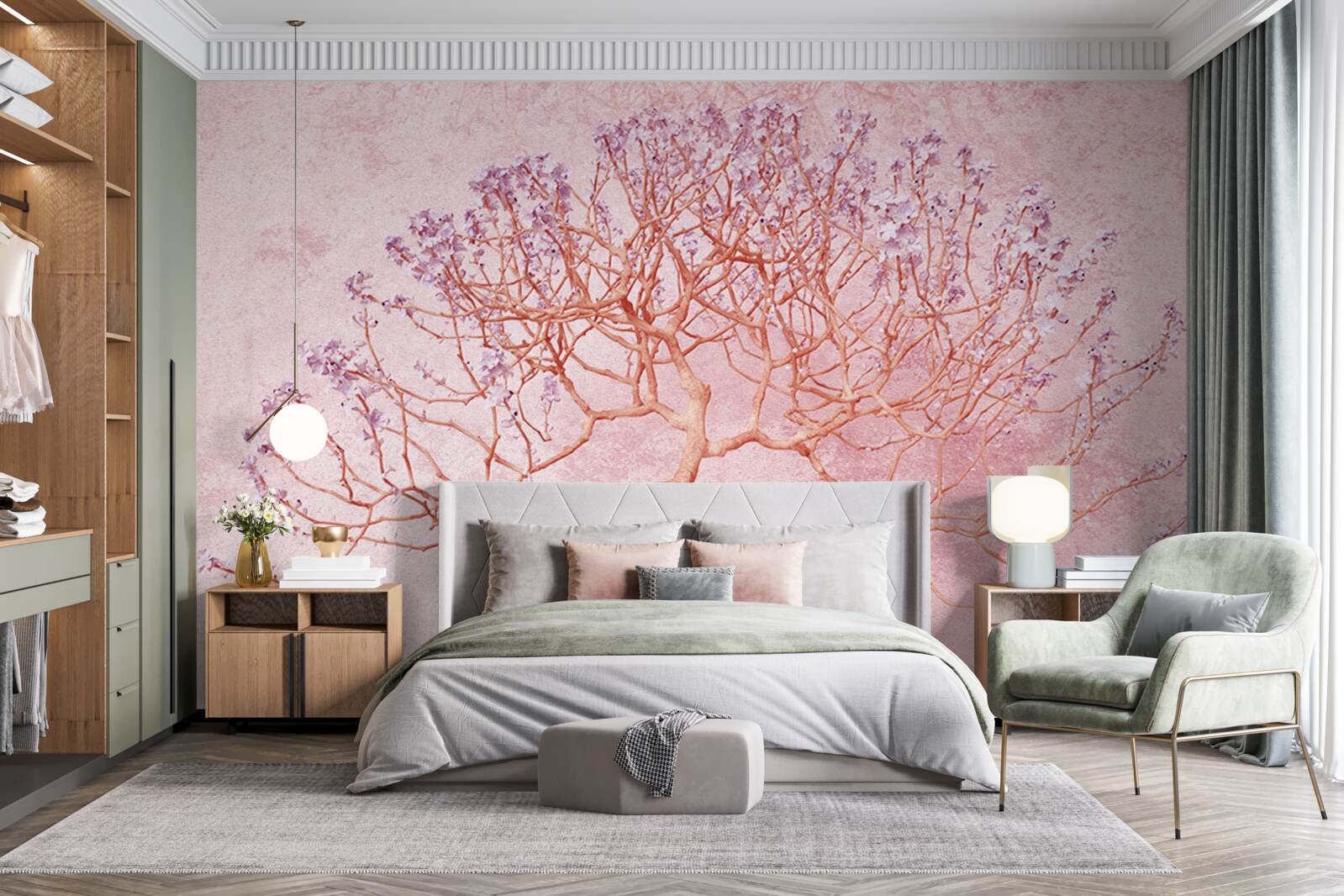 Fototapeta kvitnúci strom s jemnými ružovými kvetmi