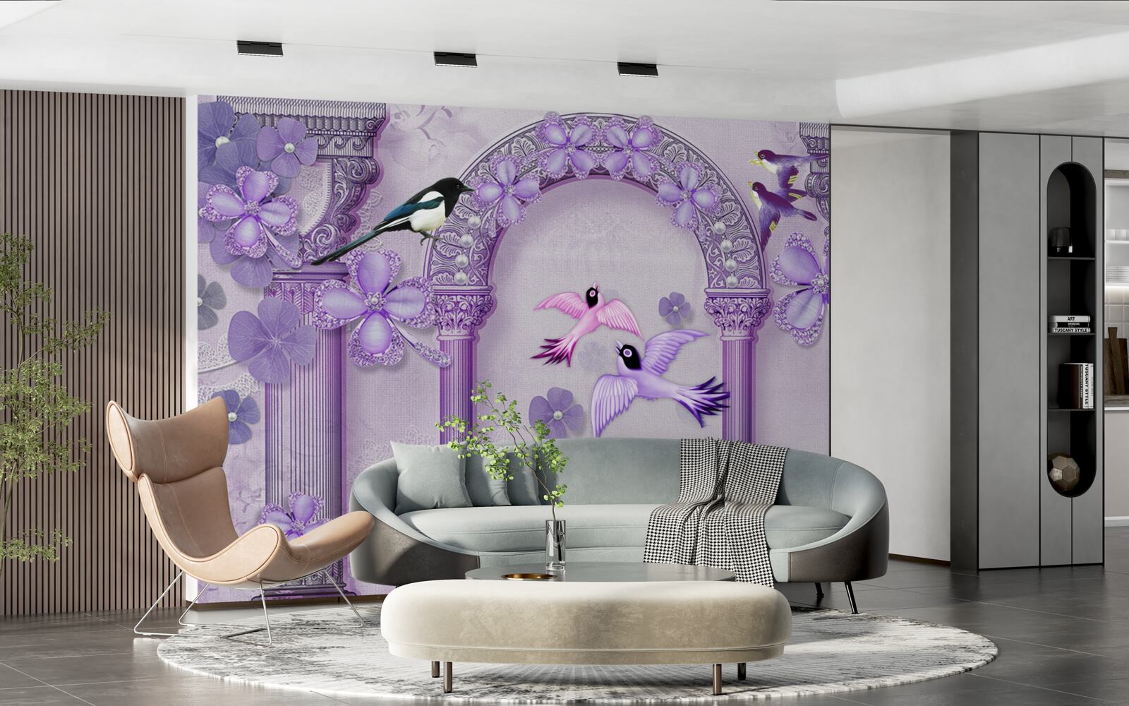 Fototapeta Kvetinový oblúk v odtieňoch fialovej