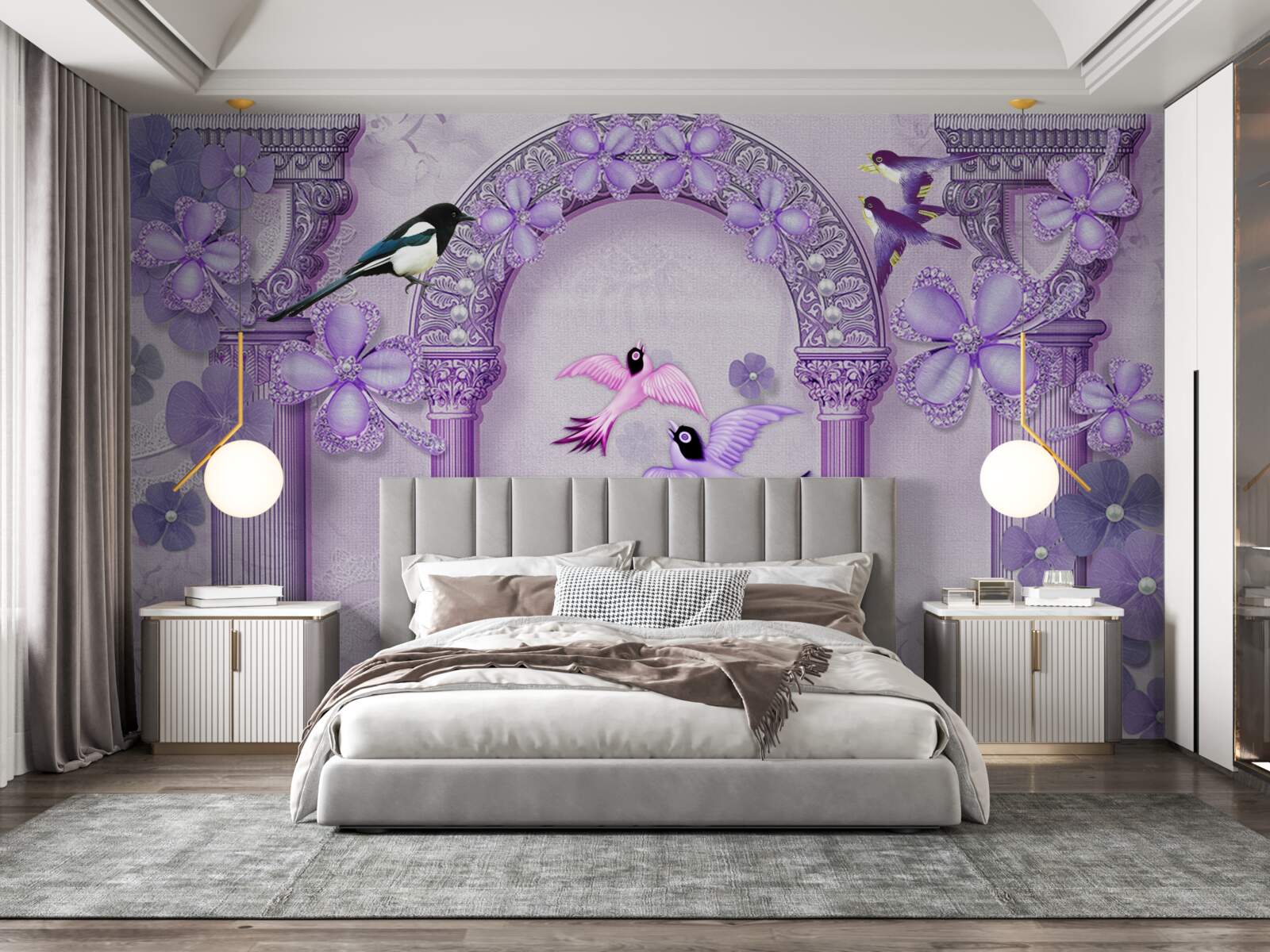 Fototapeta Kvetinový oblúk v odtieňoch fialovej