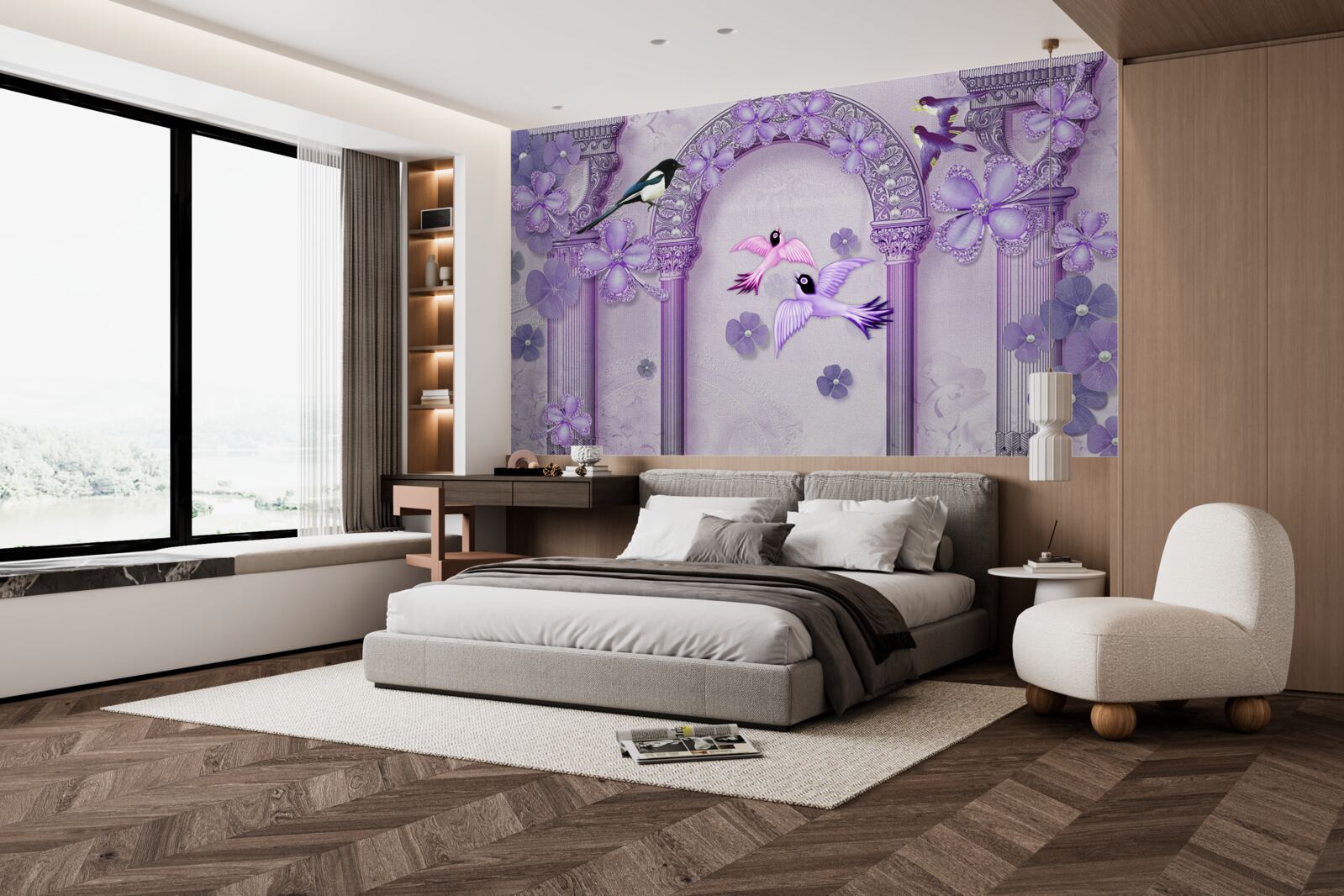 Fototapeta Kvetinový oblúk v odtieňoch fialovej