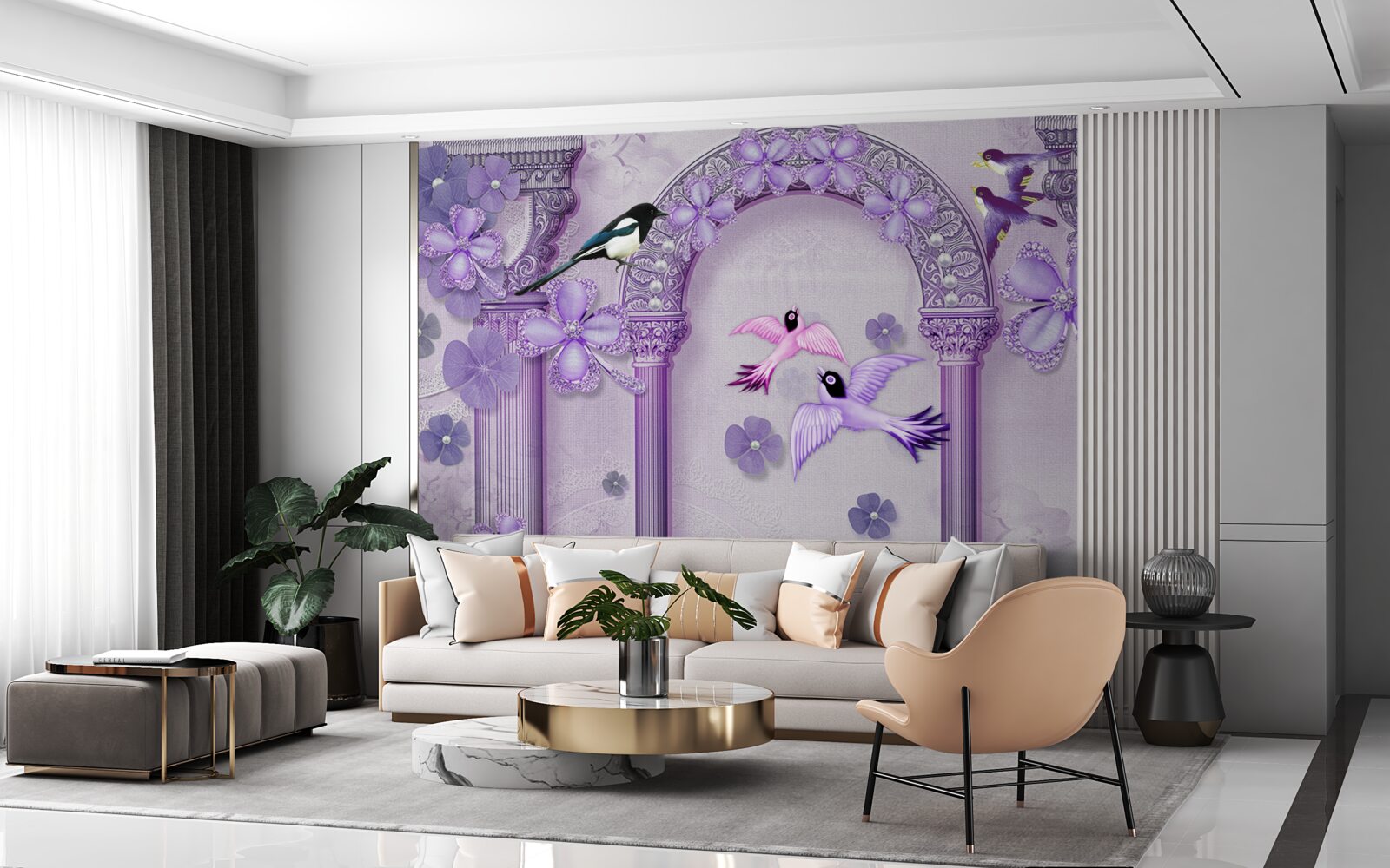 Fototapeta Kvetinový oblúk v odtieňoch fialovej