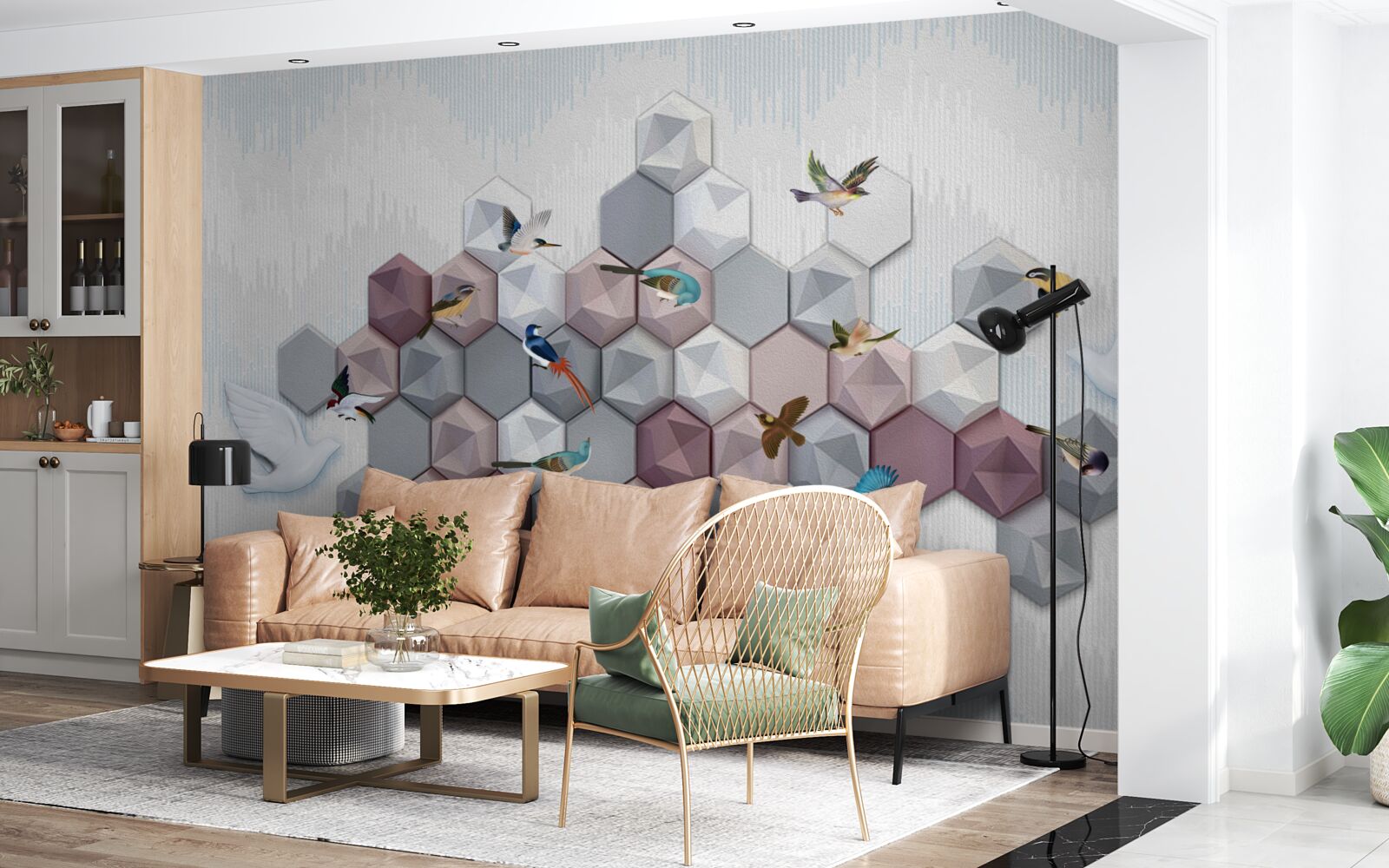 Fototapeta častice v tvare päťuholníka