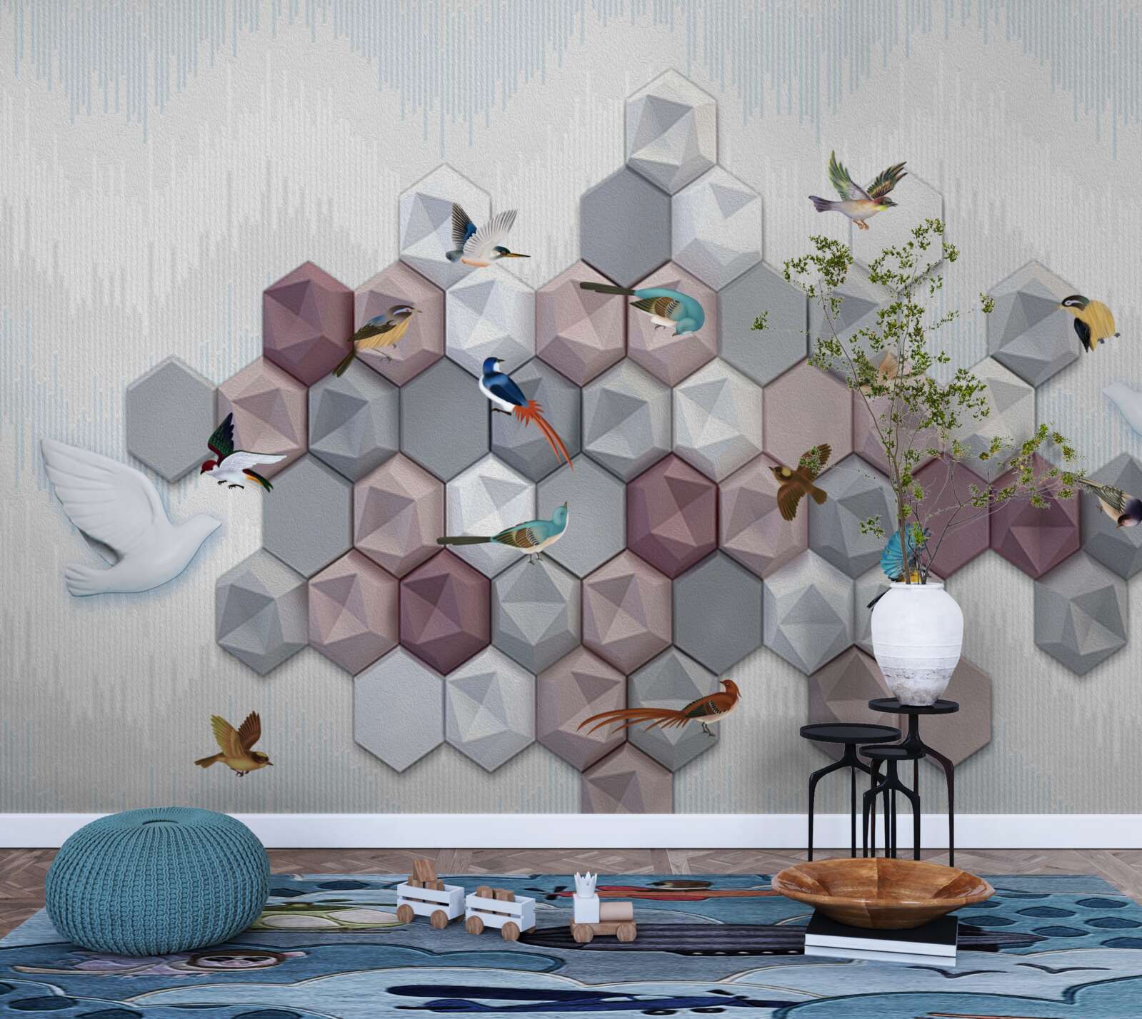 Fototapeta častice v tvare päťuholníka