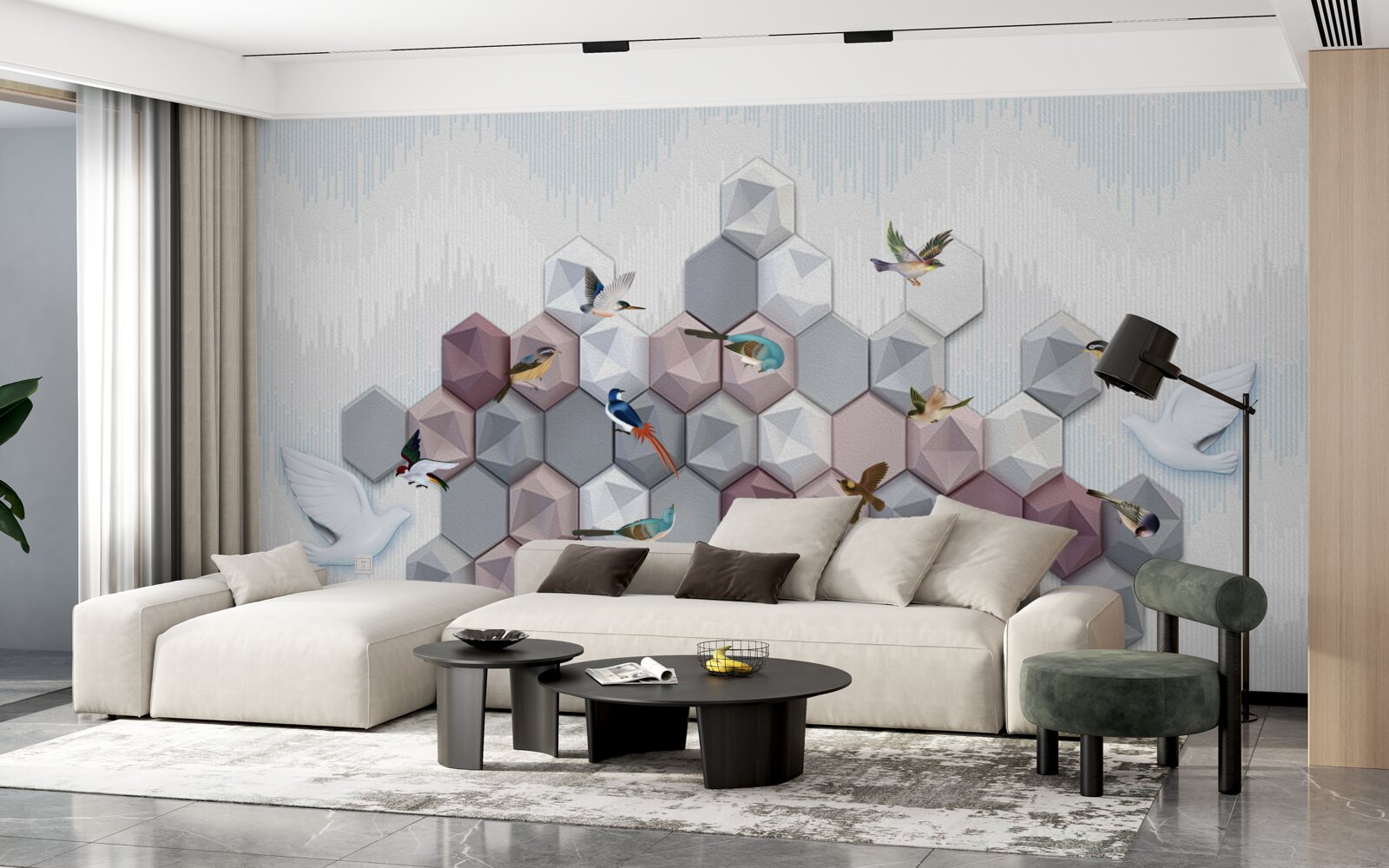 Fototapeta častice v tvare päťuholníka