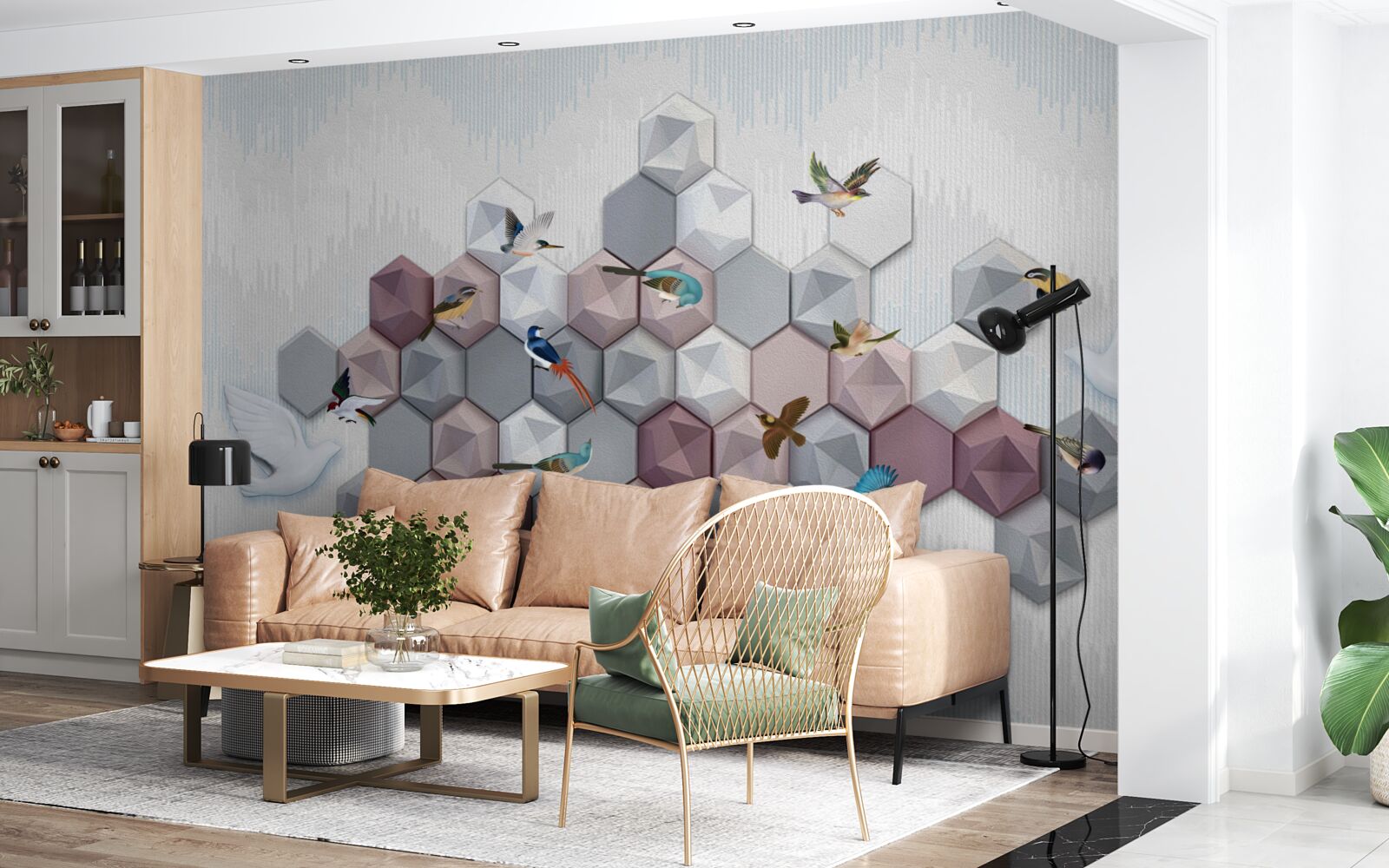 Fototapeta častice v tvare päťuholníka