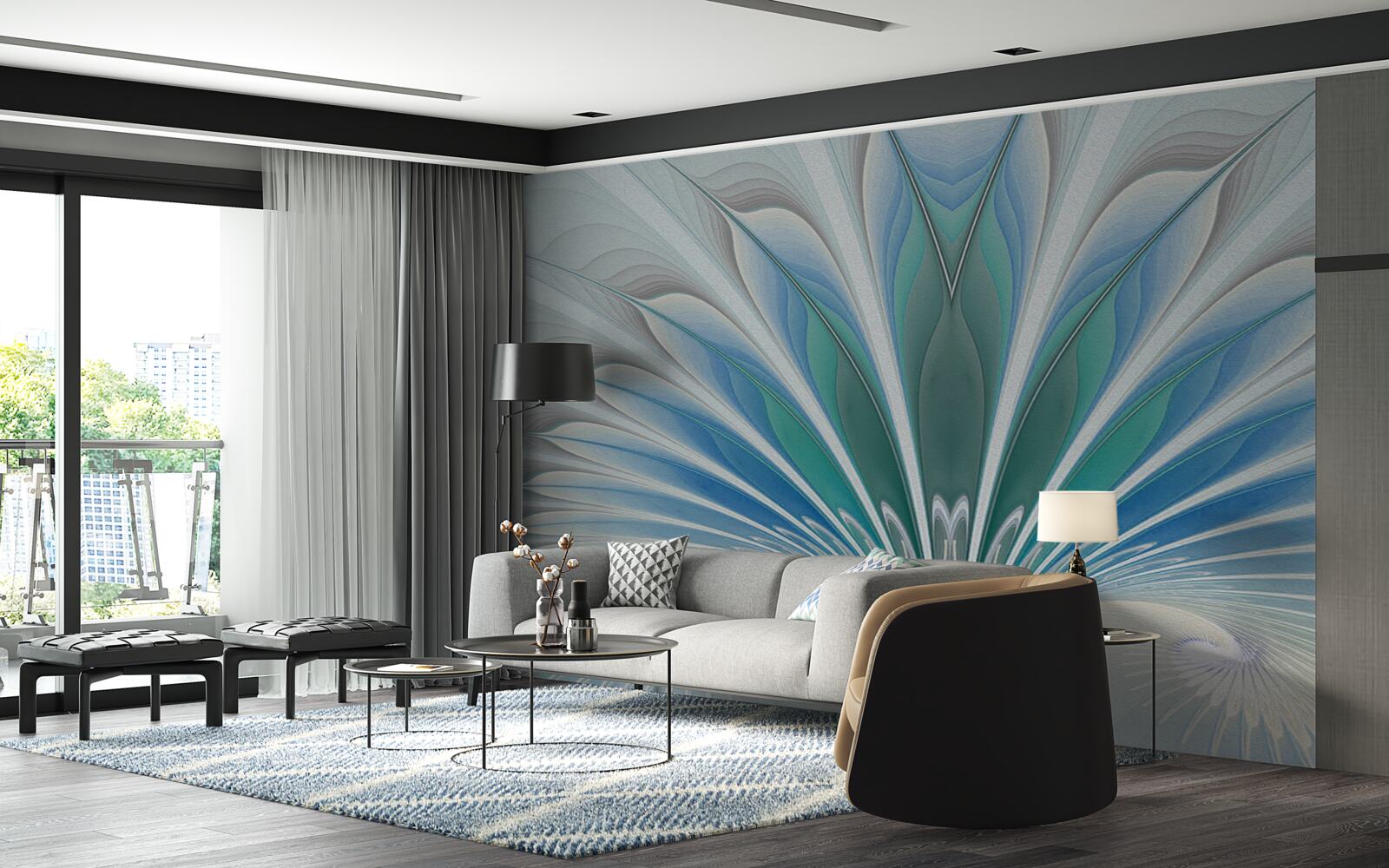 Fototapeta modré perie vytvárajú abstrakciu