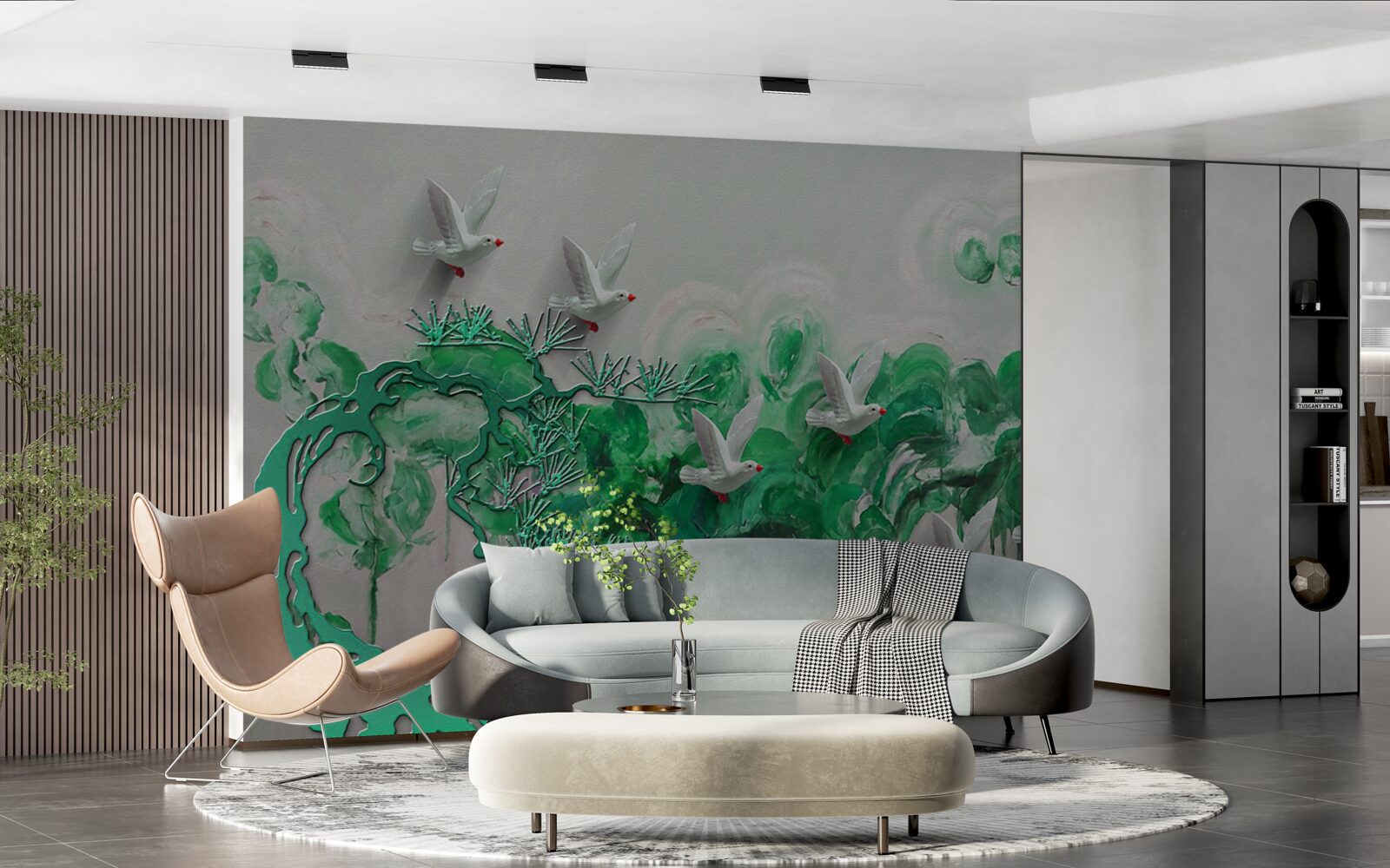 Fototapeta biele vtáky a zelené listy