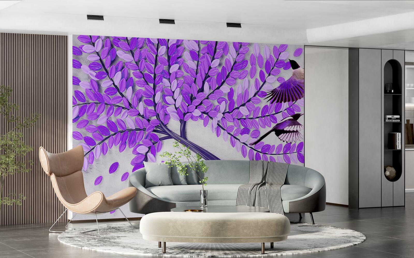 Fototapeta Živé kvety orgovánu a zimné perie