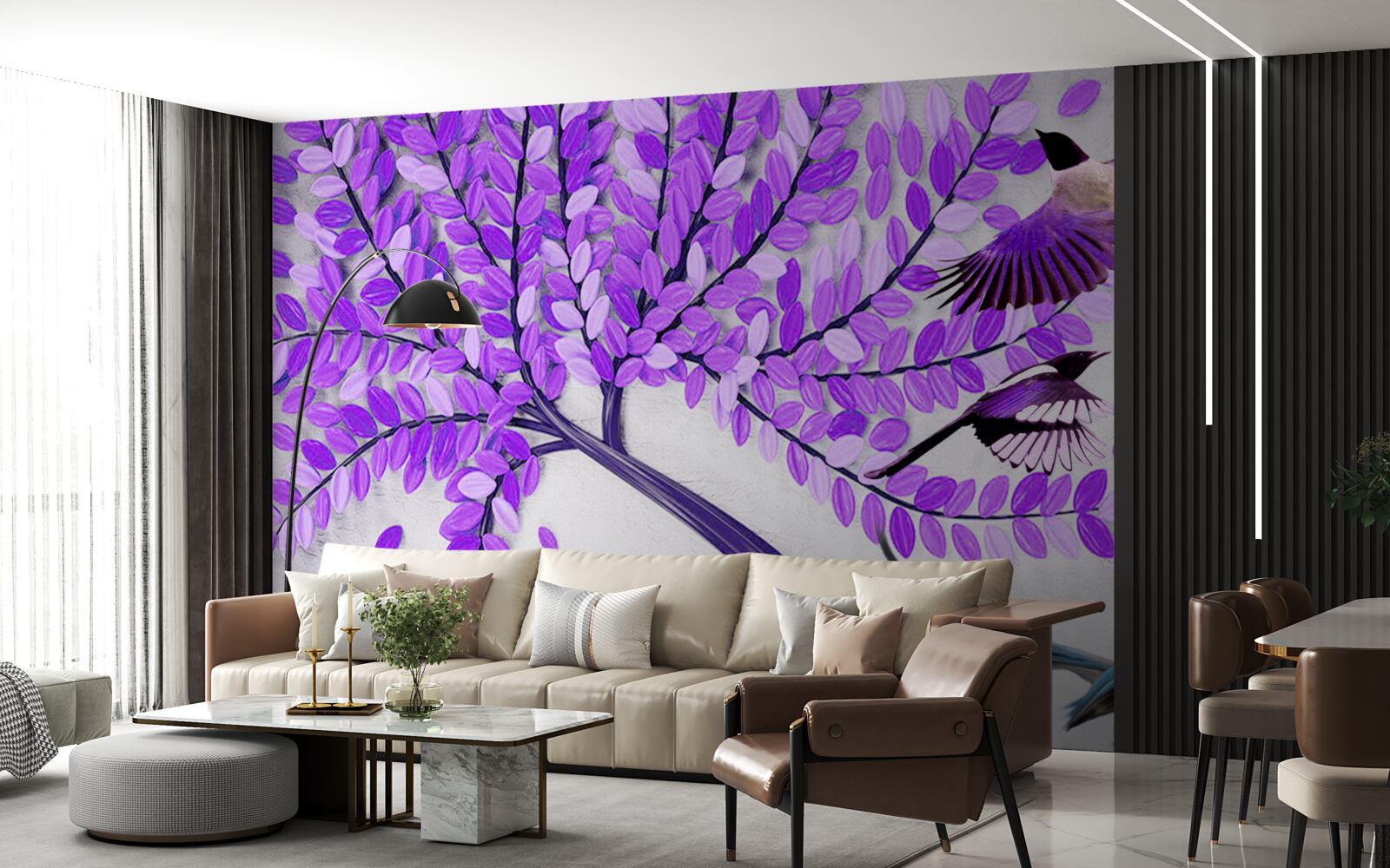 Fototapeta Živé kvety orgovánu a zimné perie