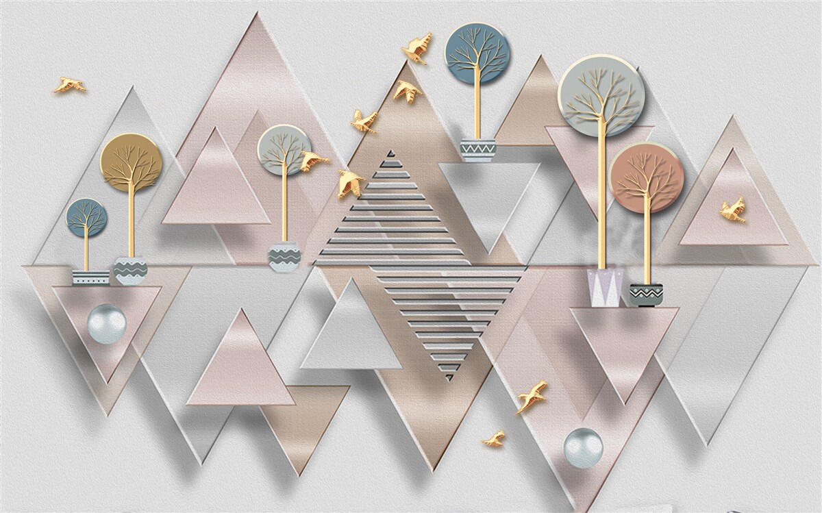 Fototapeta odraz lesa vo vode je prezentovaný formou geometrickej abstrakcie