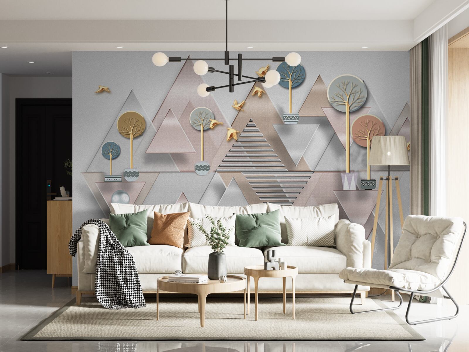 Fototapeta odraz lesa vo vode je prezentovaný formou geometrickej abstrakcie