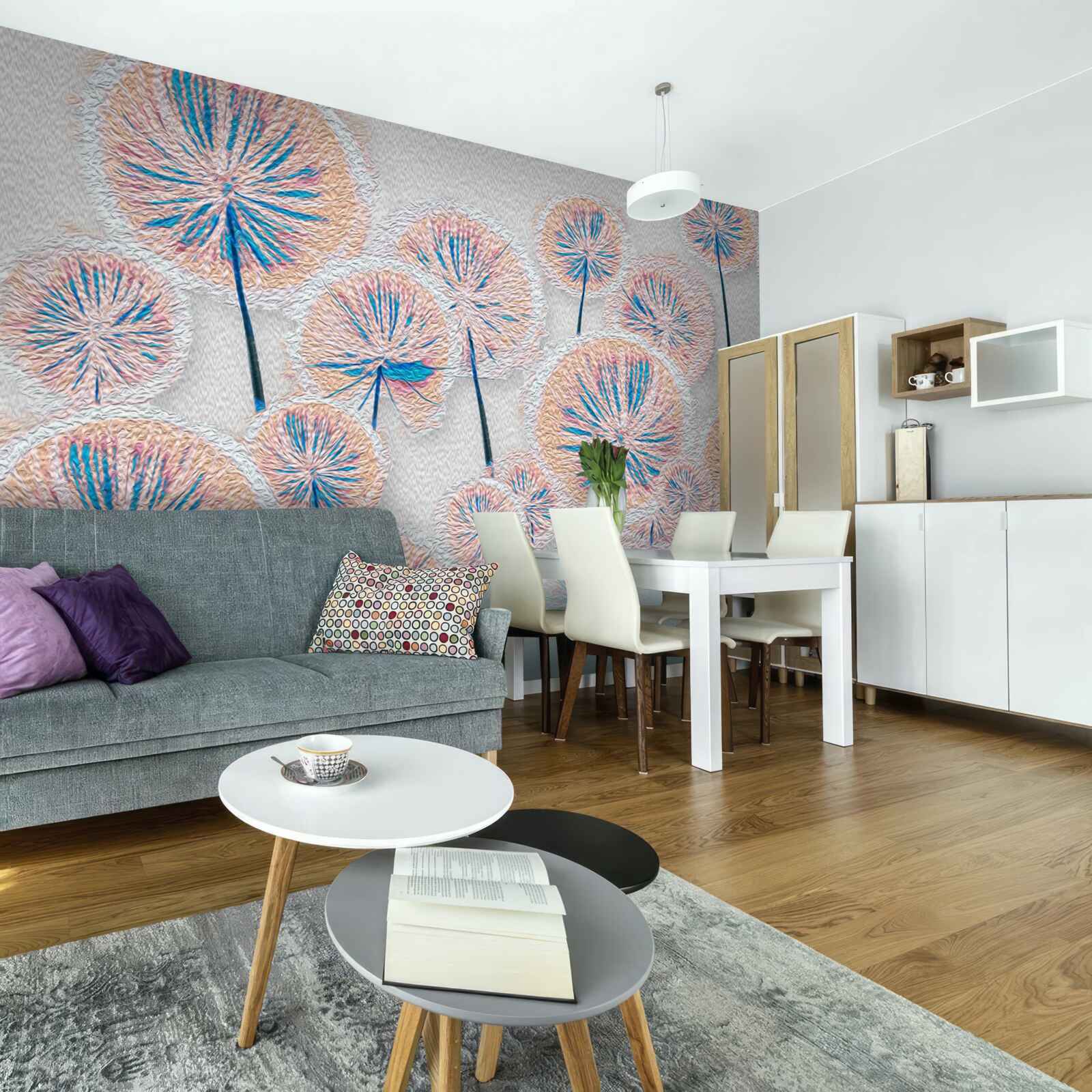 Fototapeta púpava vo vrcholnom období kvitnutia